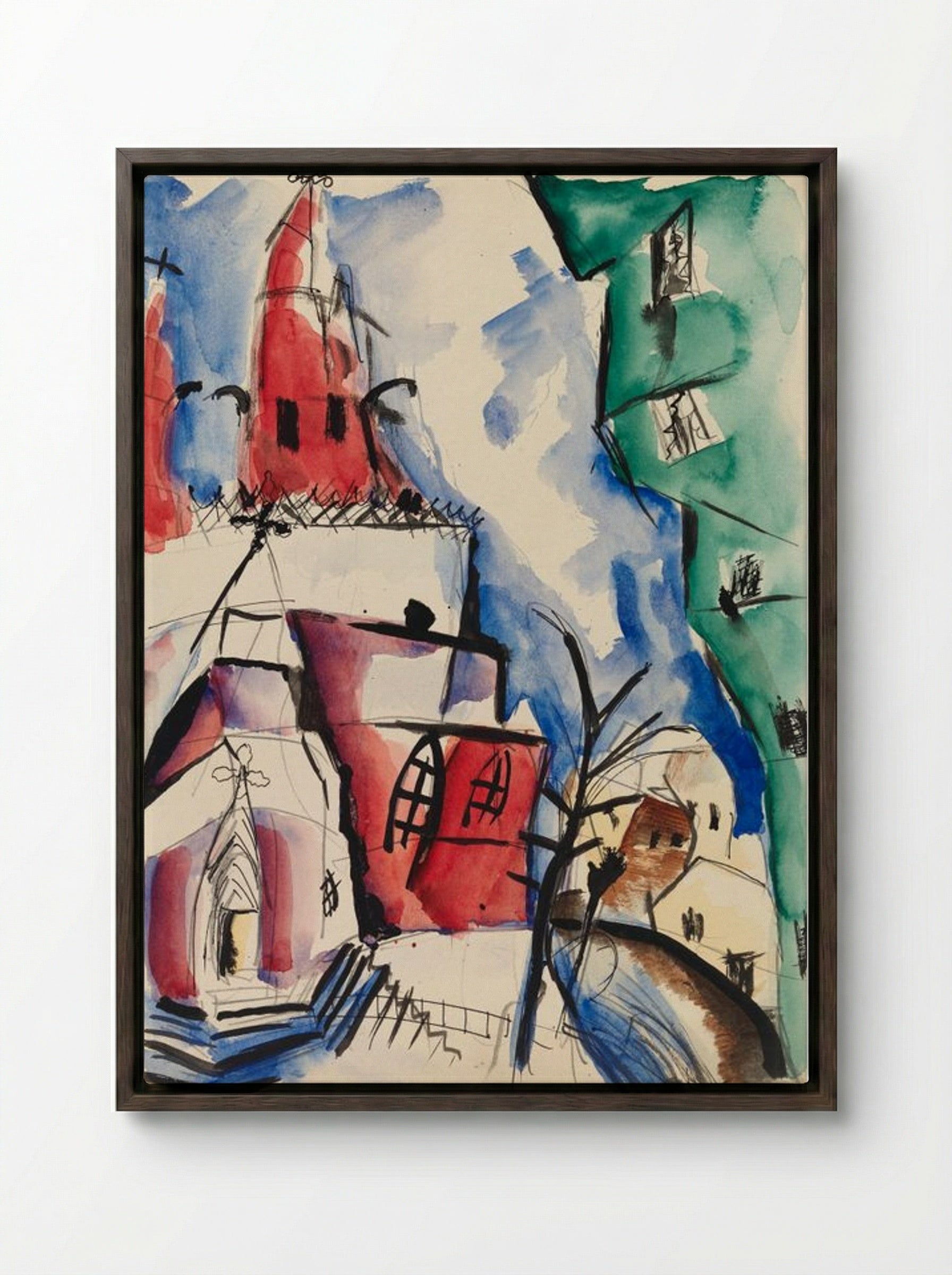 Kirkko (Church, 1919) - Sulho Sipilä - Framed Canvas Dark Wood