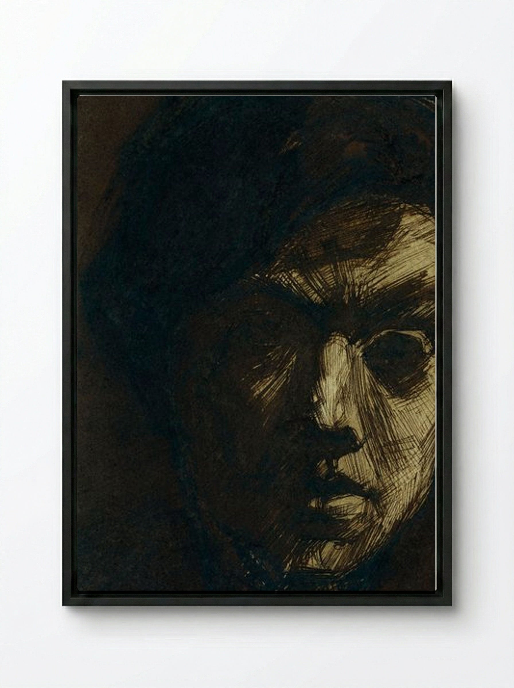 Self-Portrait of the Painter Jan Toorop - Jan Toorop - Framed Canvas Black
