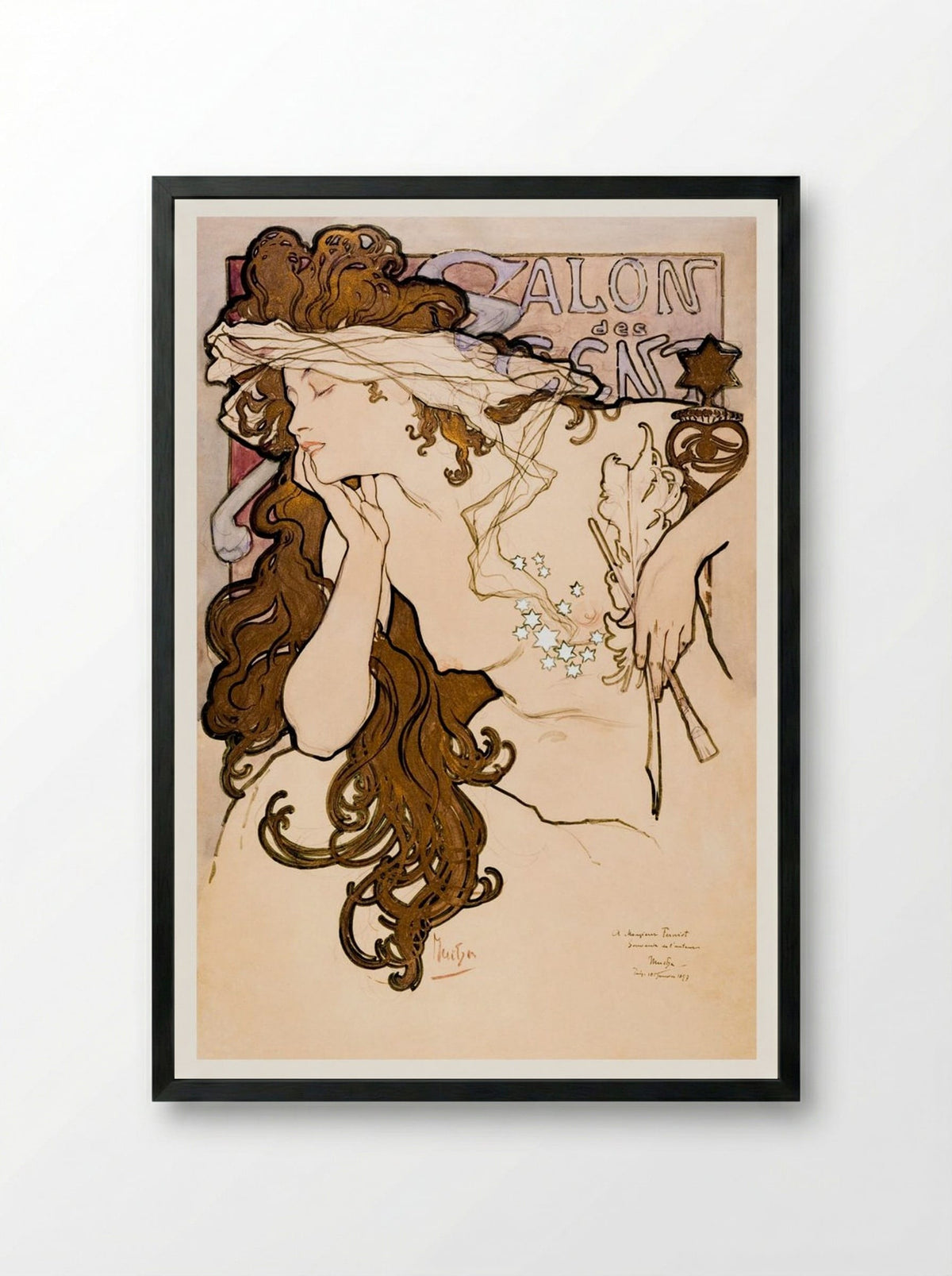Salon des Cent Poster - Alphonse Mucha - Framed Print Black