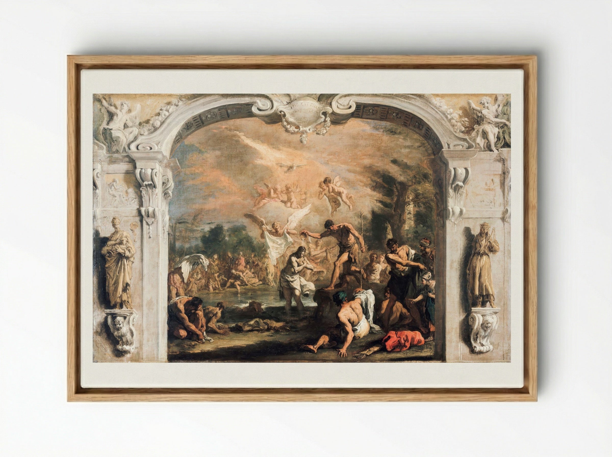 The Baptism of Christ - Sebastiano Ricci - Framed Canvas Wood