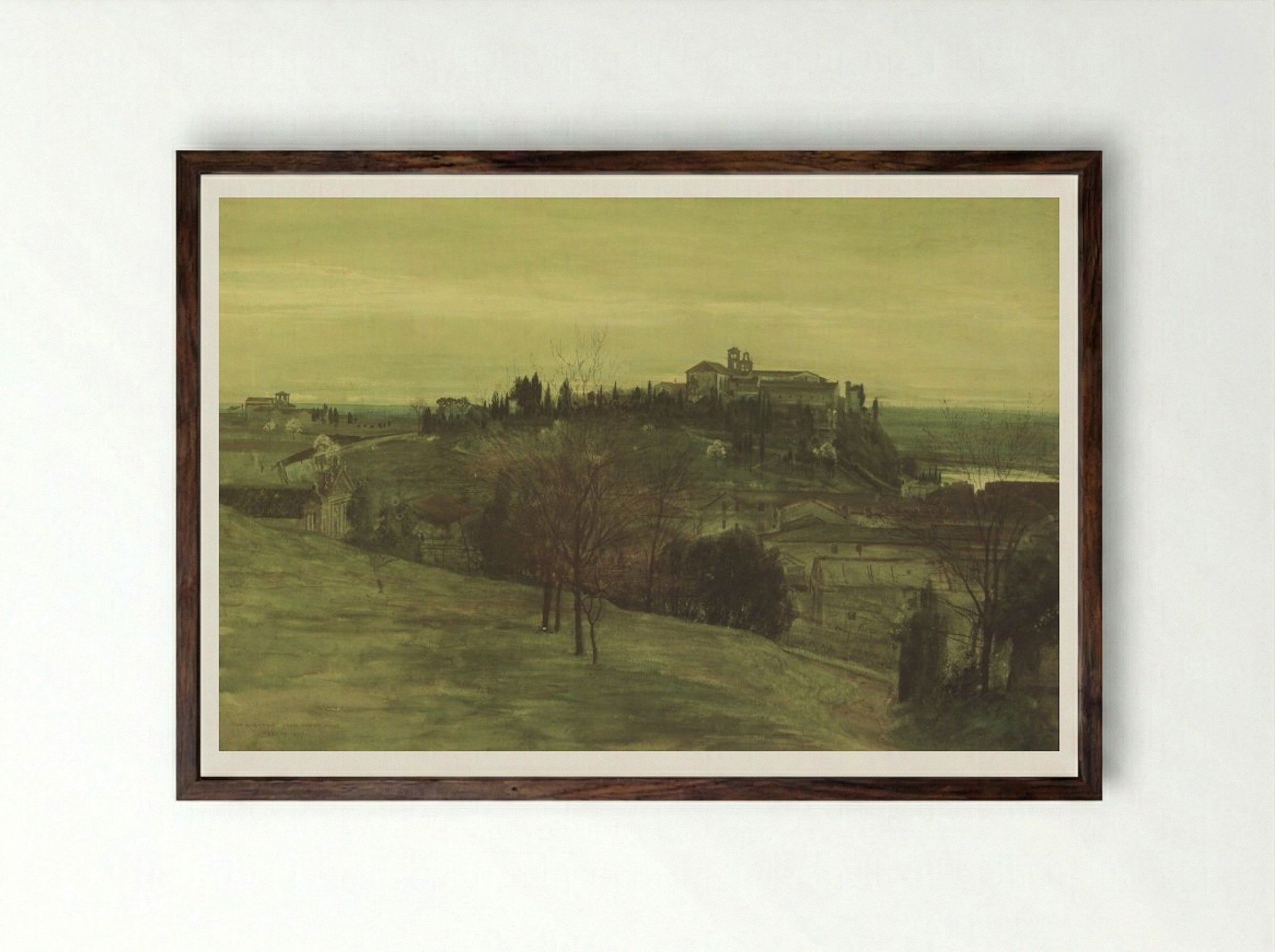 The Aventine from the Palatine - Walter Crane - Framed Print Dark Wood