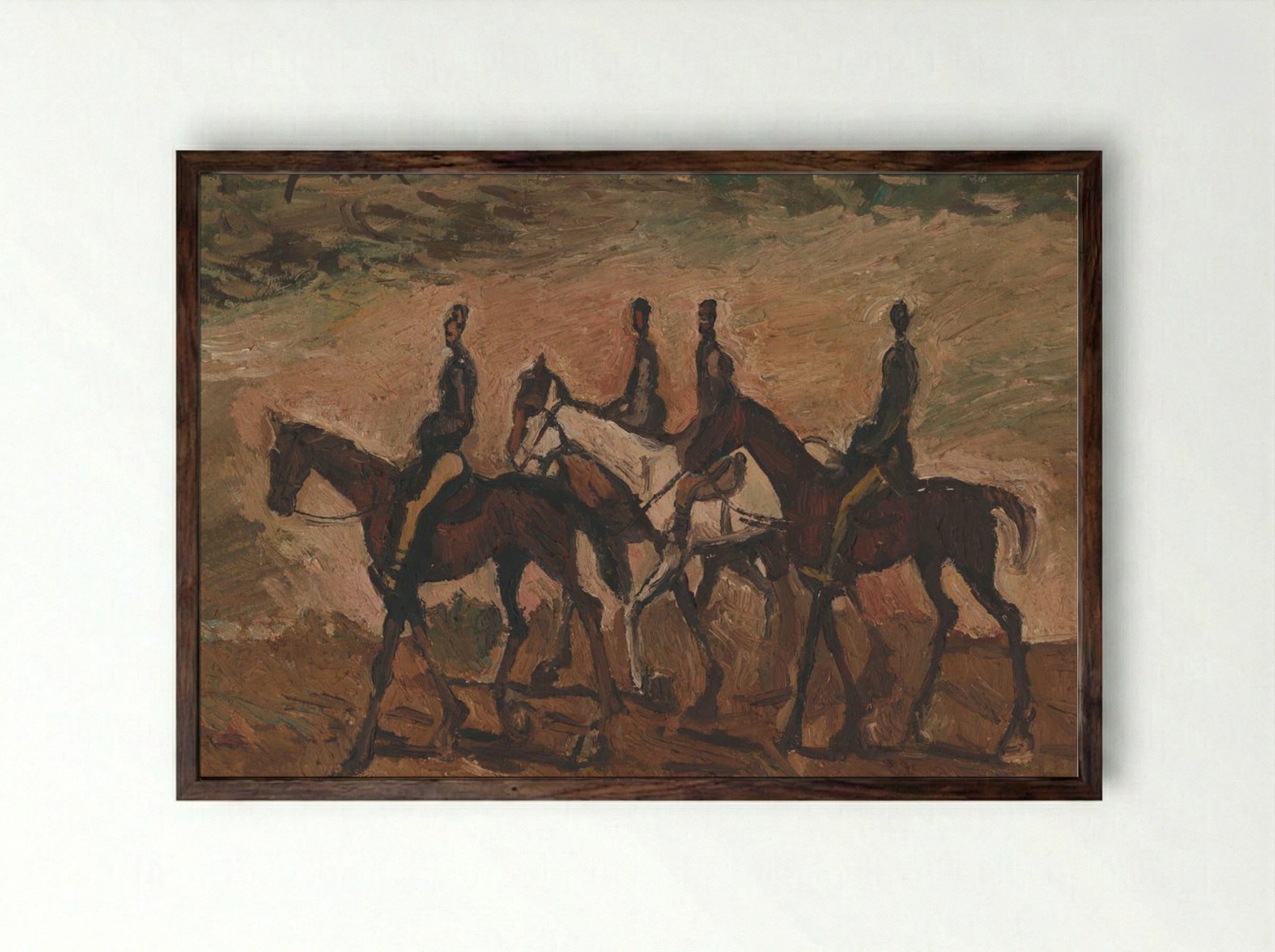 Horse Patrol - Cyprián Majerník - Framed Print Dark Wood