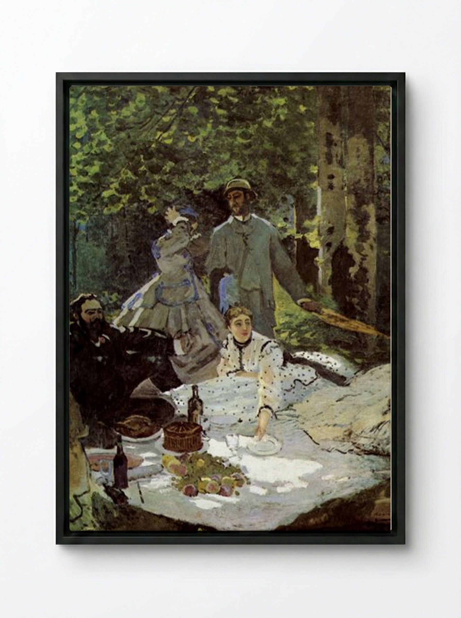 Le Déjeuner sur l'herbe - Claude Monet - Framed Canvas Black