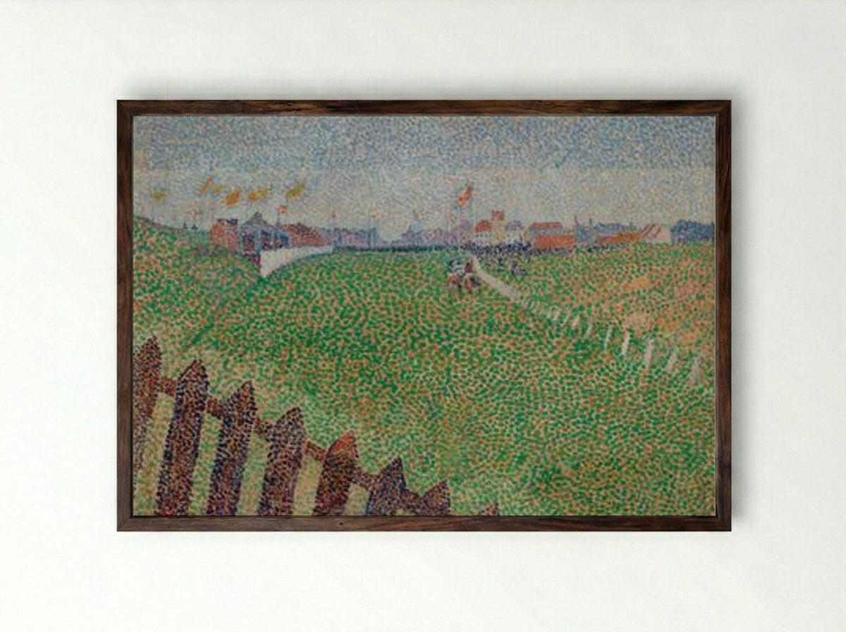 The Wellington Racecourse in Drizzle, Ostende - Alfred William Finch - Framed Print Dark Wood