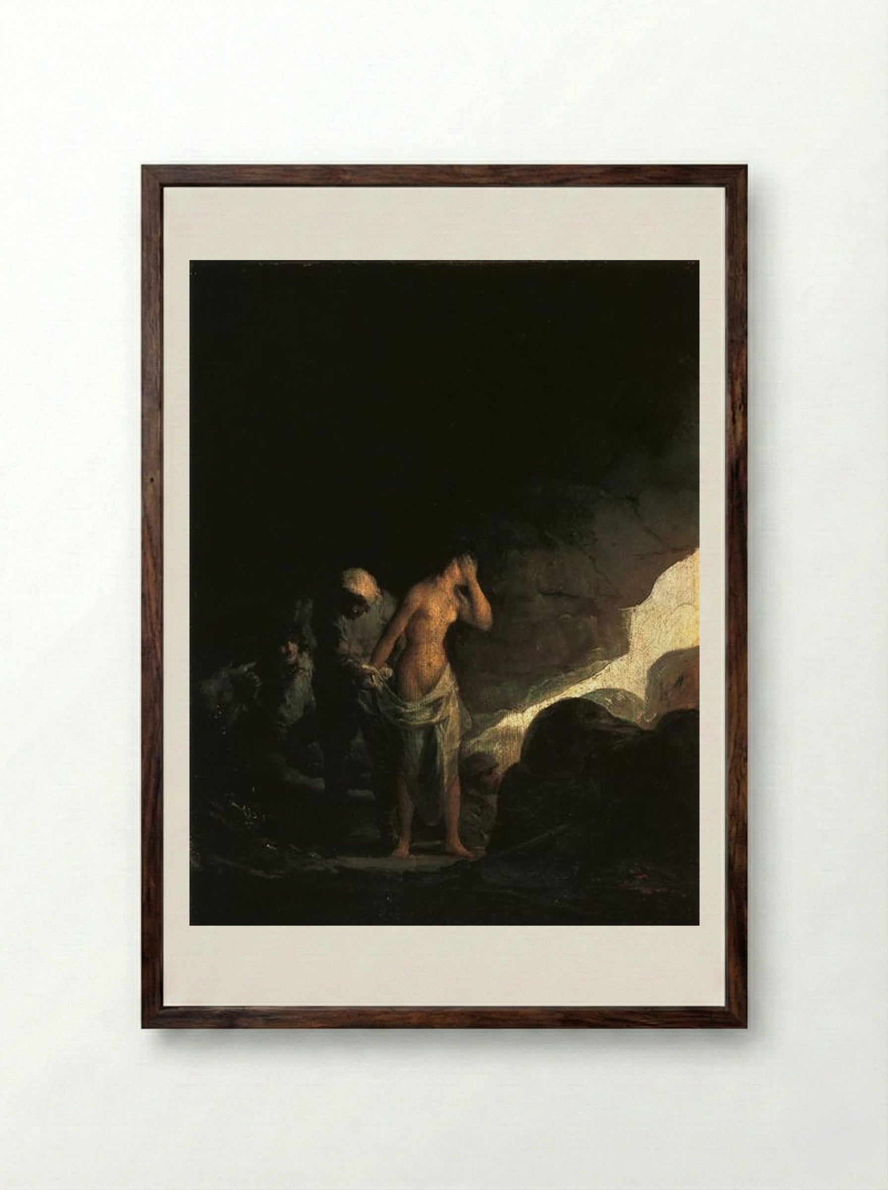 Brigand Stripping a Woman - Francisco Goya - Framed Print Dark Wood