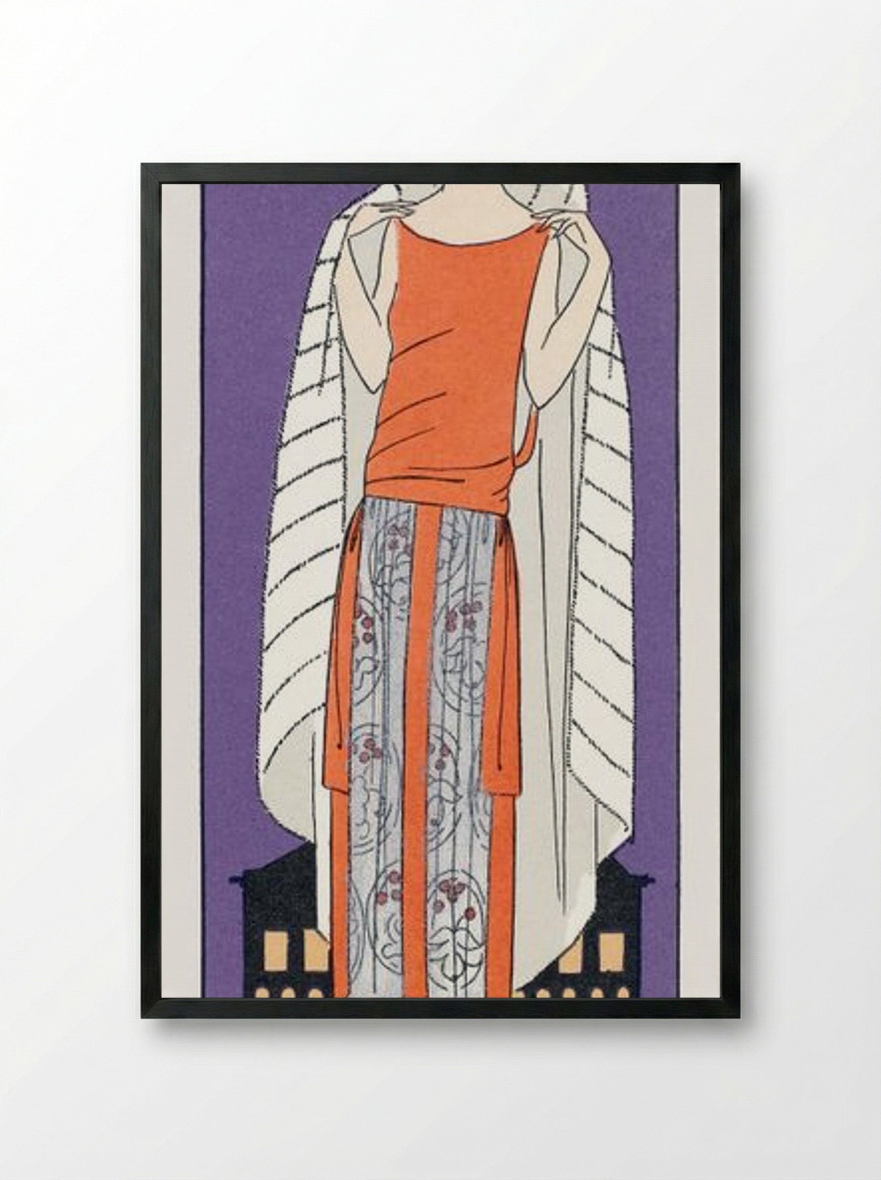 Evening Dress and Cape - Philippe et Gaston - Framed Print Black