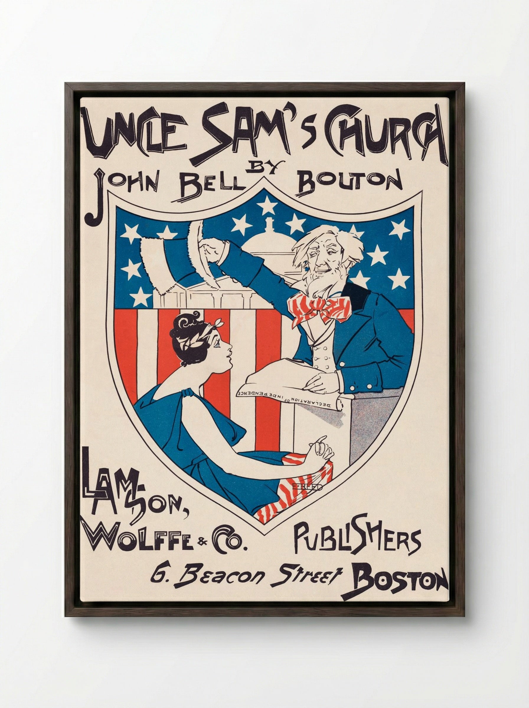 Uncle Sam's Church - Ethel Reed - Framed Canvas Dark Wood