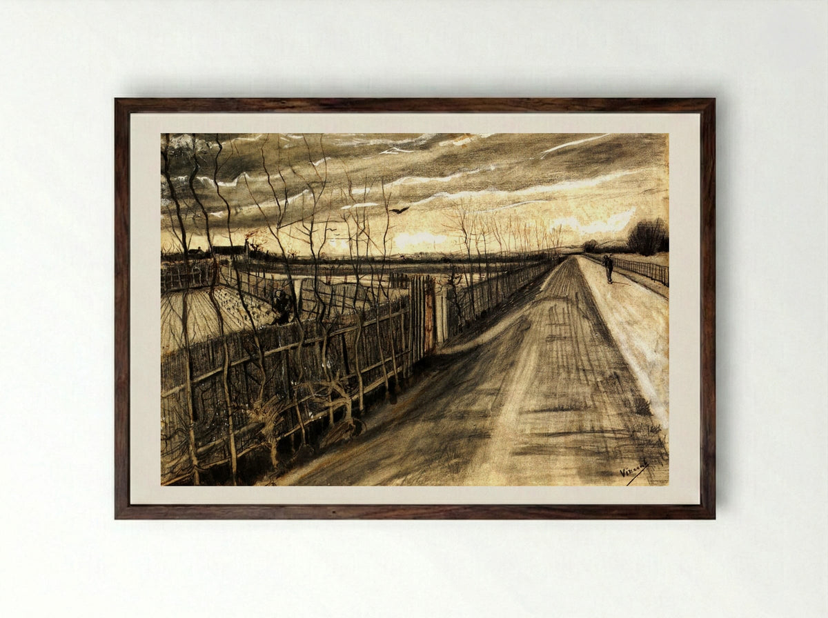 Country Road in Provence near Tarascon - Vincent van Gogh - Framed Print Dark Wood