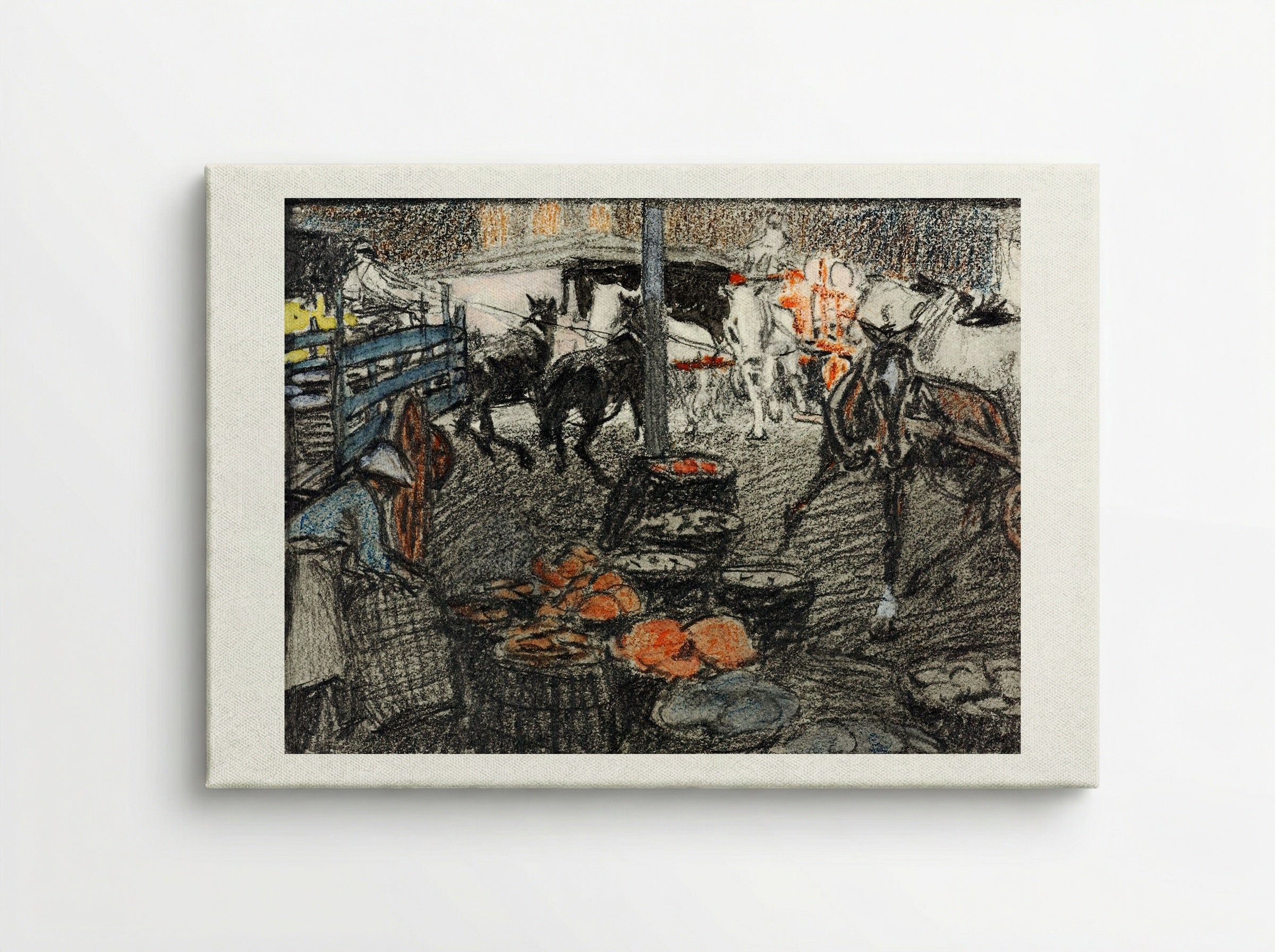 A Busy Market Scene - Edward Penfield - Canvas