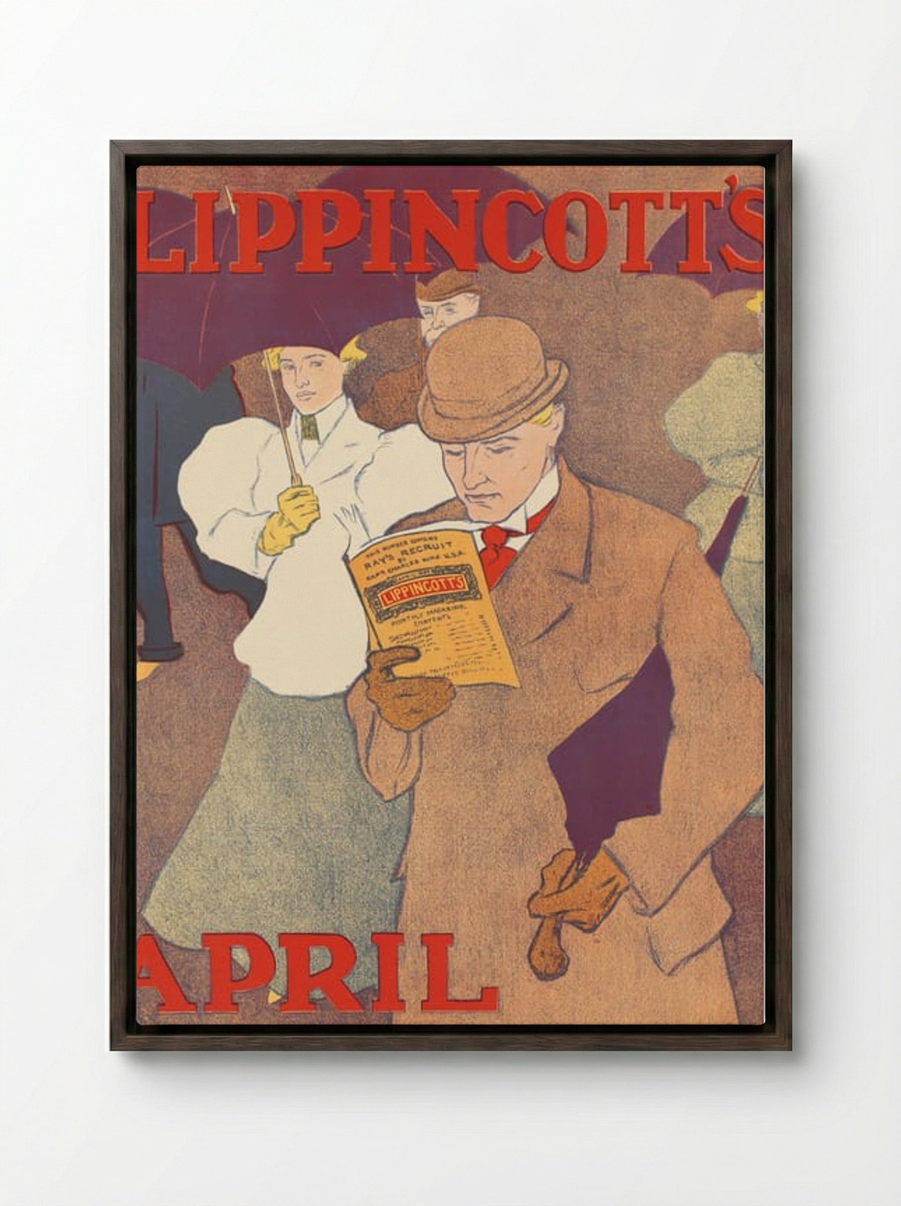 Lippincott's, April - Edward Penfield - Framed Canvas Dark Wood