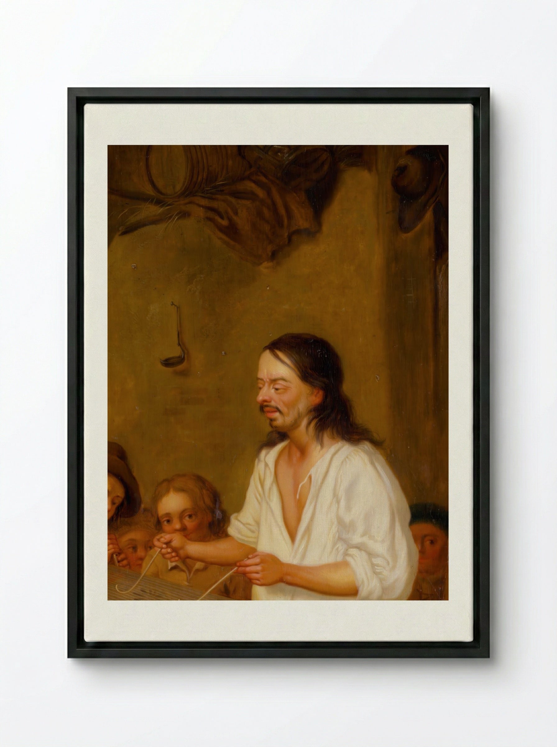 The Music Master - Jan Steen - Framed Canvas Black