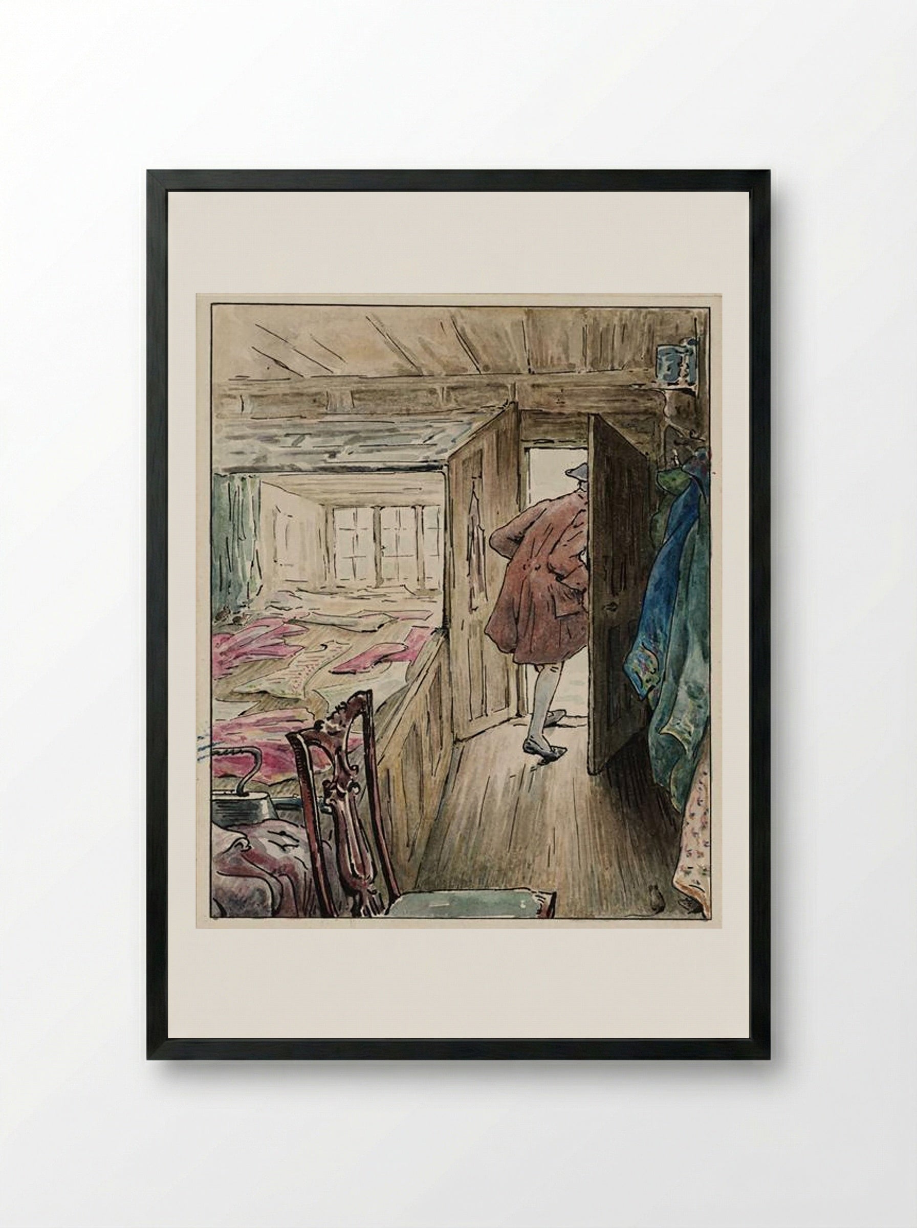 The Tailor Leaving his Workshop - Beatrix Potter - Framed Print Black