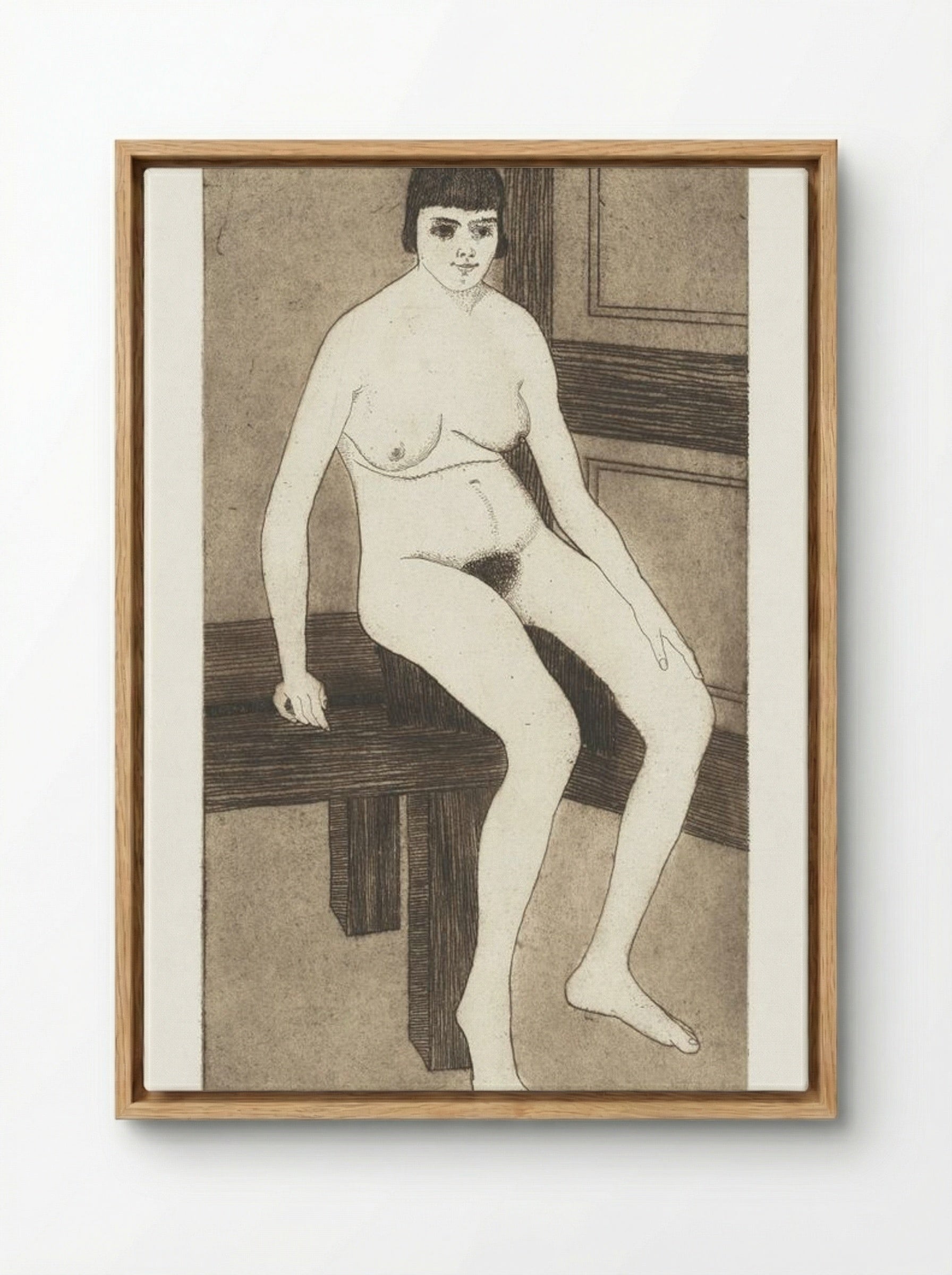 Seated Nude (Zittend naakt) - Samuel Jessurun de Mesquita - Framed Canvas Wood