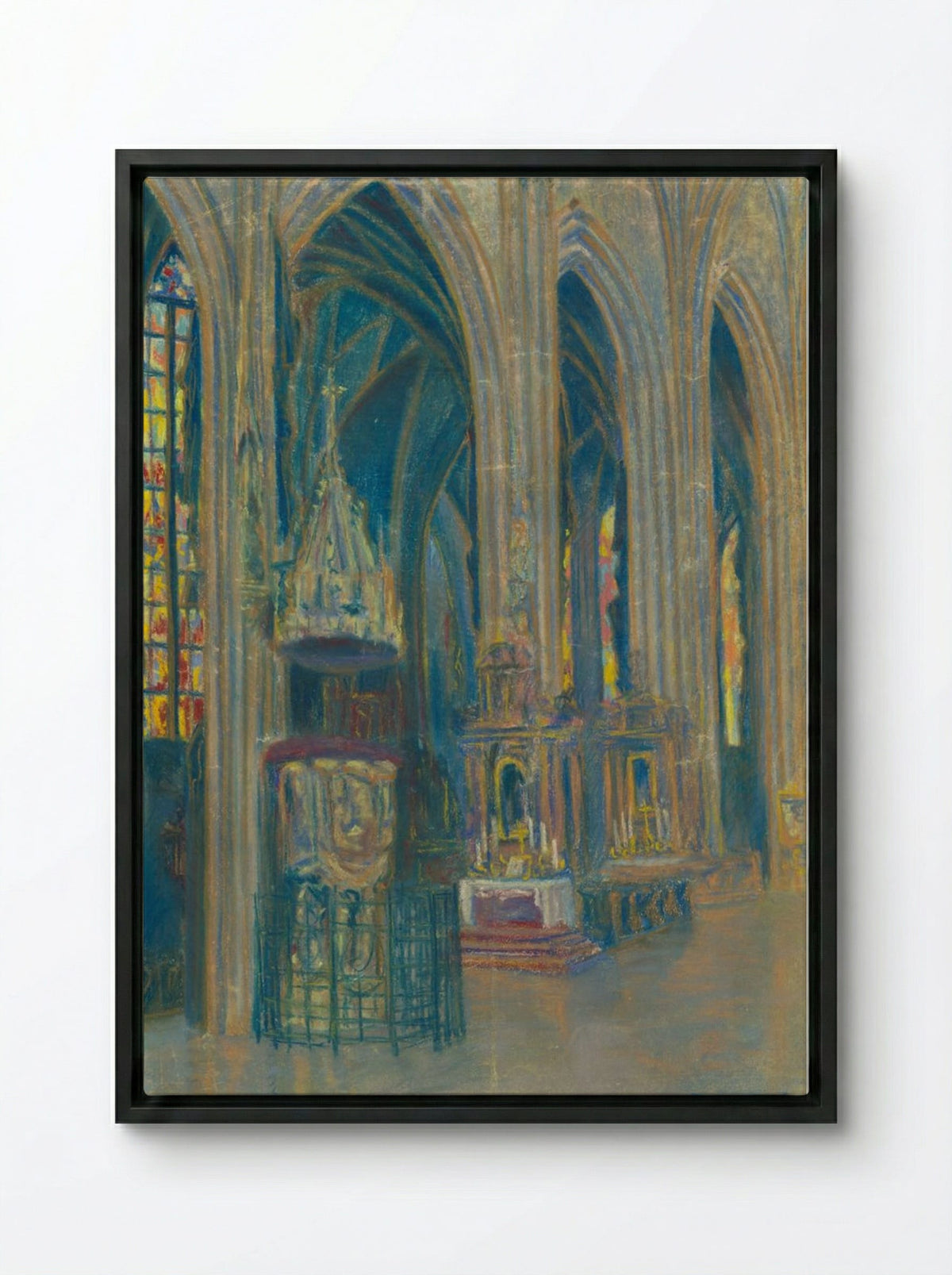 The Interior of the Košice Cathedral - Konstantin Bauer - Framed Canvas Black