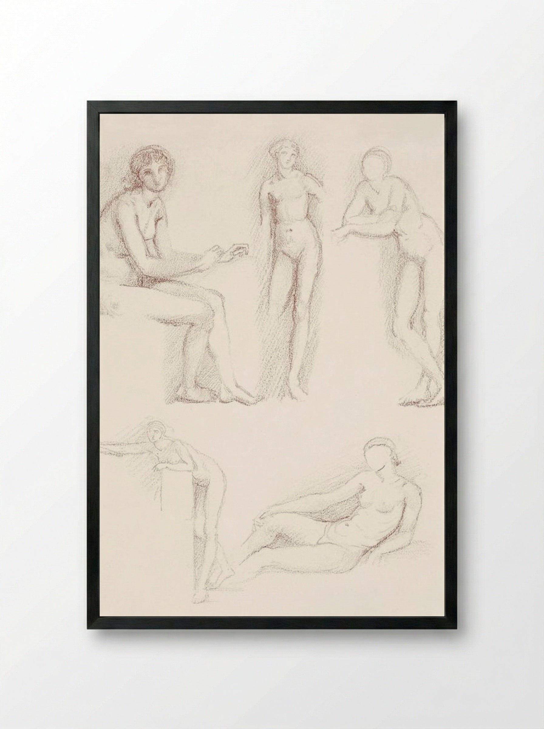 Female Nude: Five Studies - Edward Burne-Jones - Framed Print Black