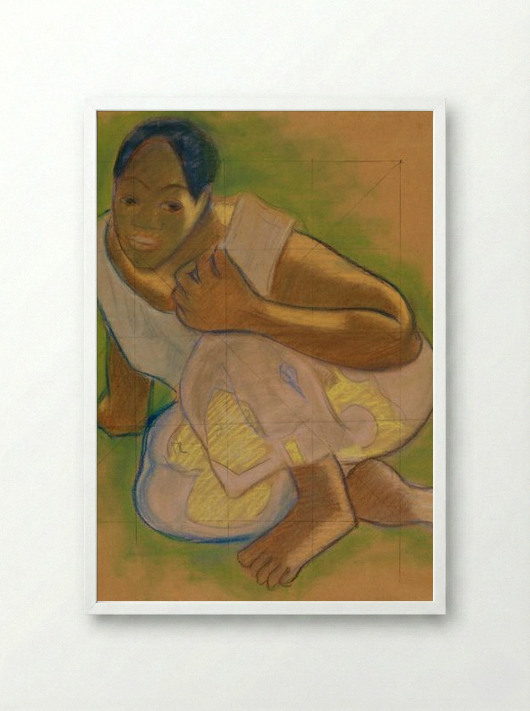 Study for 'Nafea faa ipoipo (When Will You Marry?)' - Paul Gauguin - Framed Print White