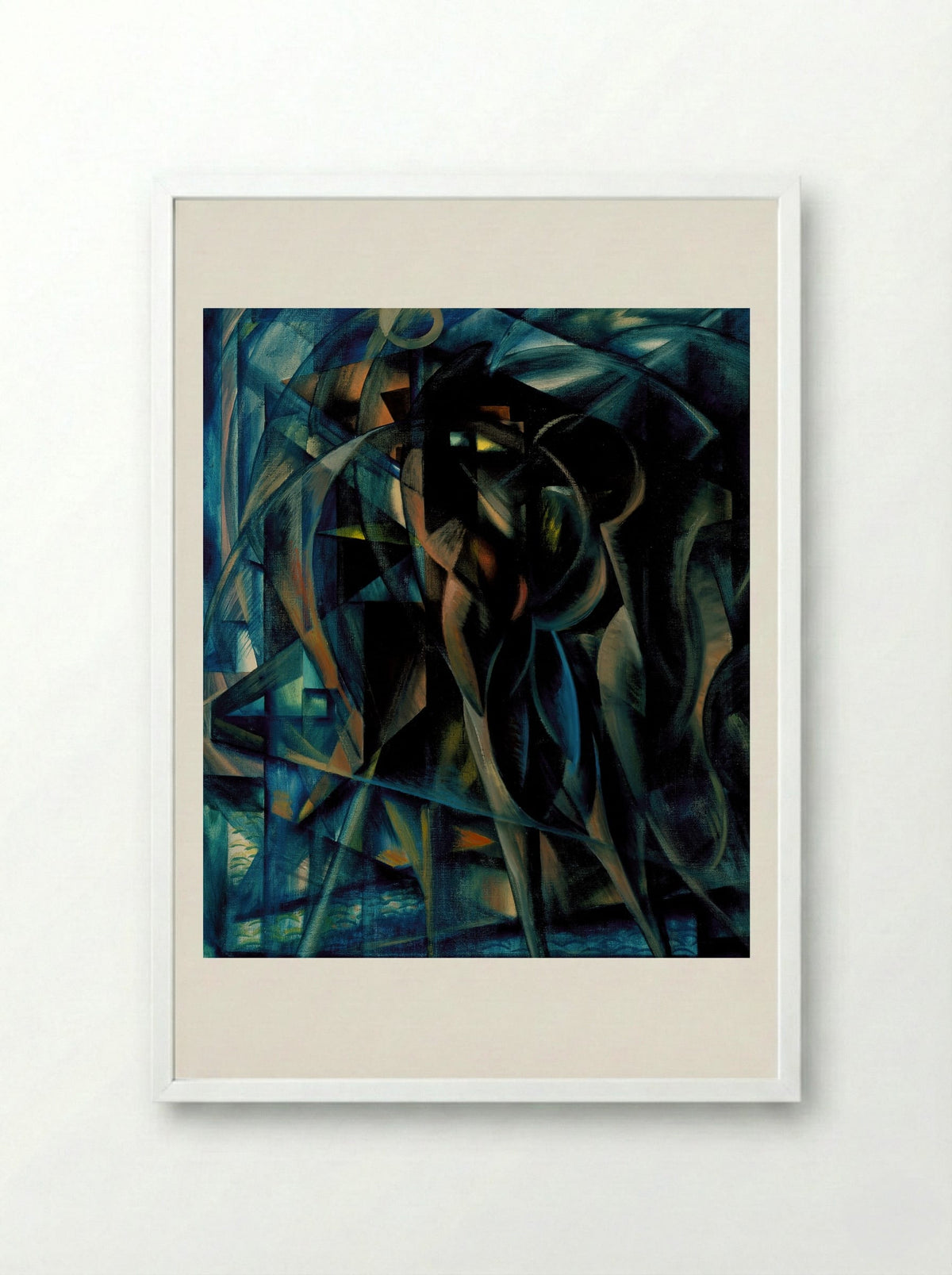 Figures in Blue - Benjamin F. Berlin - Framed Print White