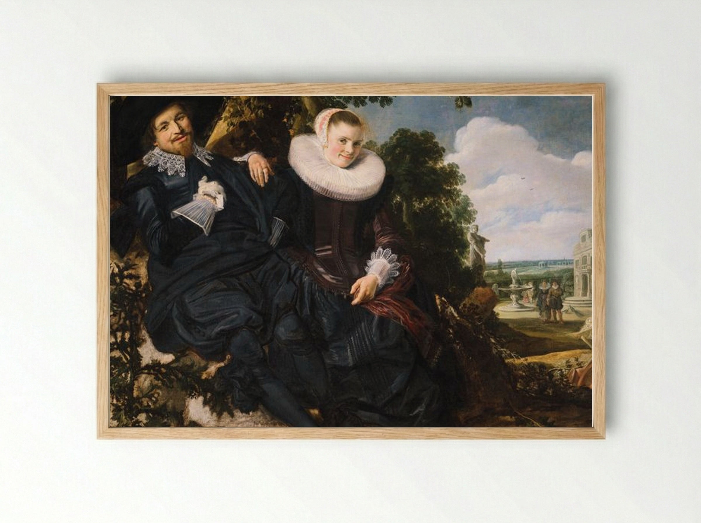 Wedding Portrait of Isaac Abrahamsz Massa and Beatrix van der Laan - Frans Hals - Framed Print Wood