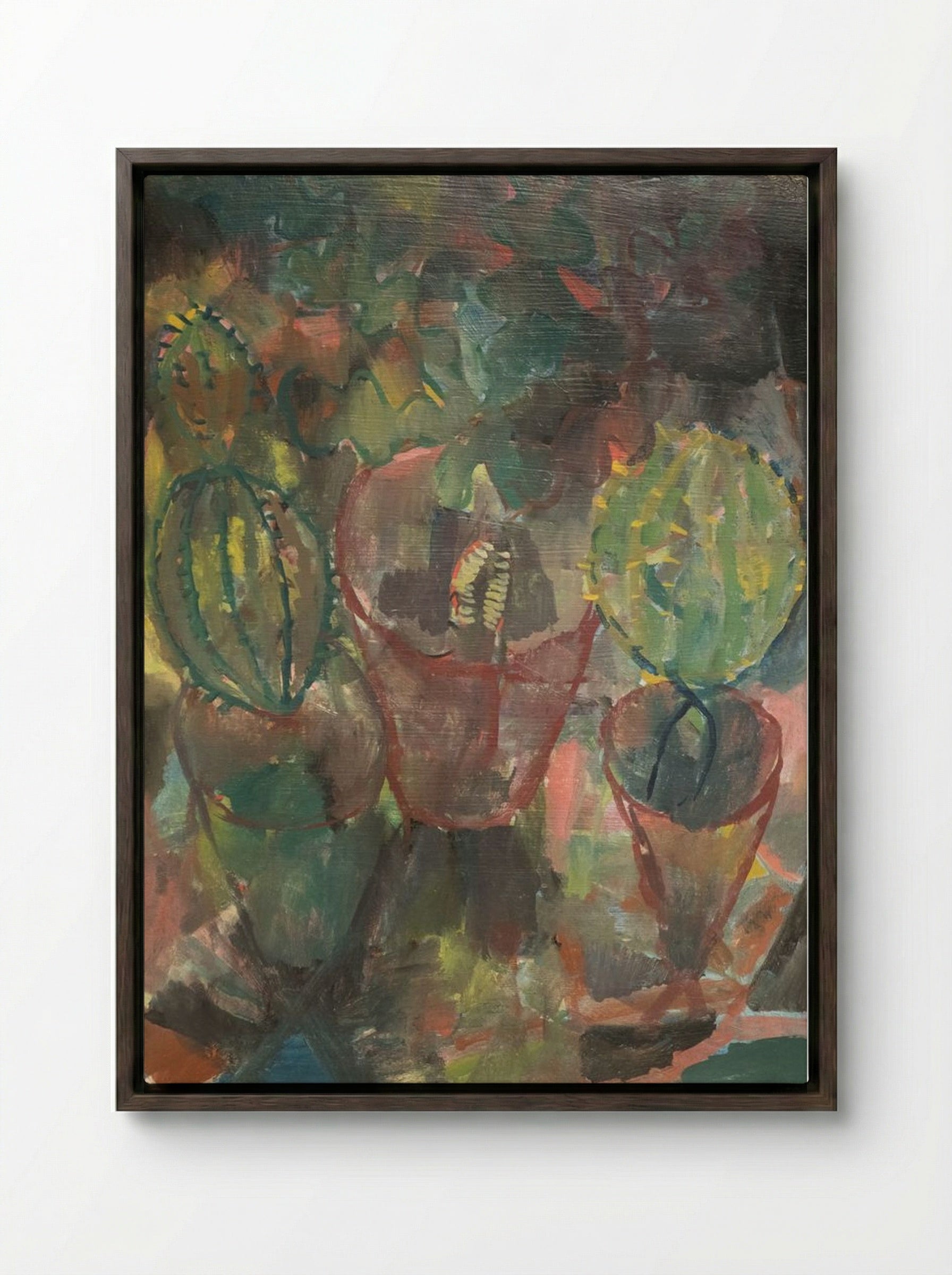 Kakteen - Paul Klee - Framed Canvas Dark Wood