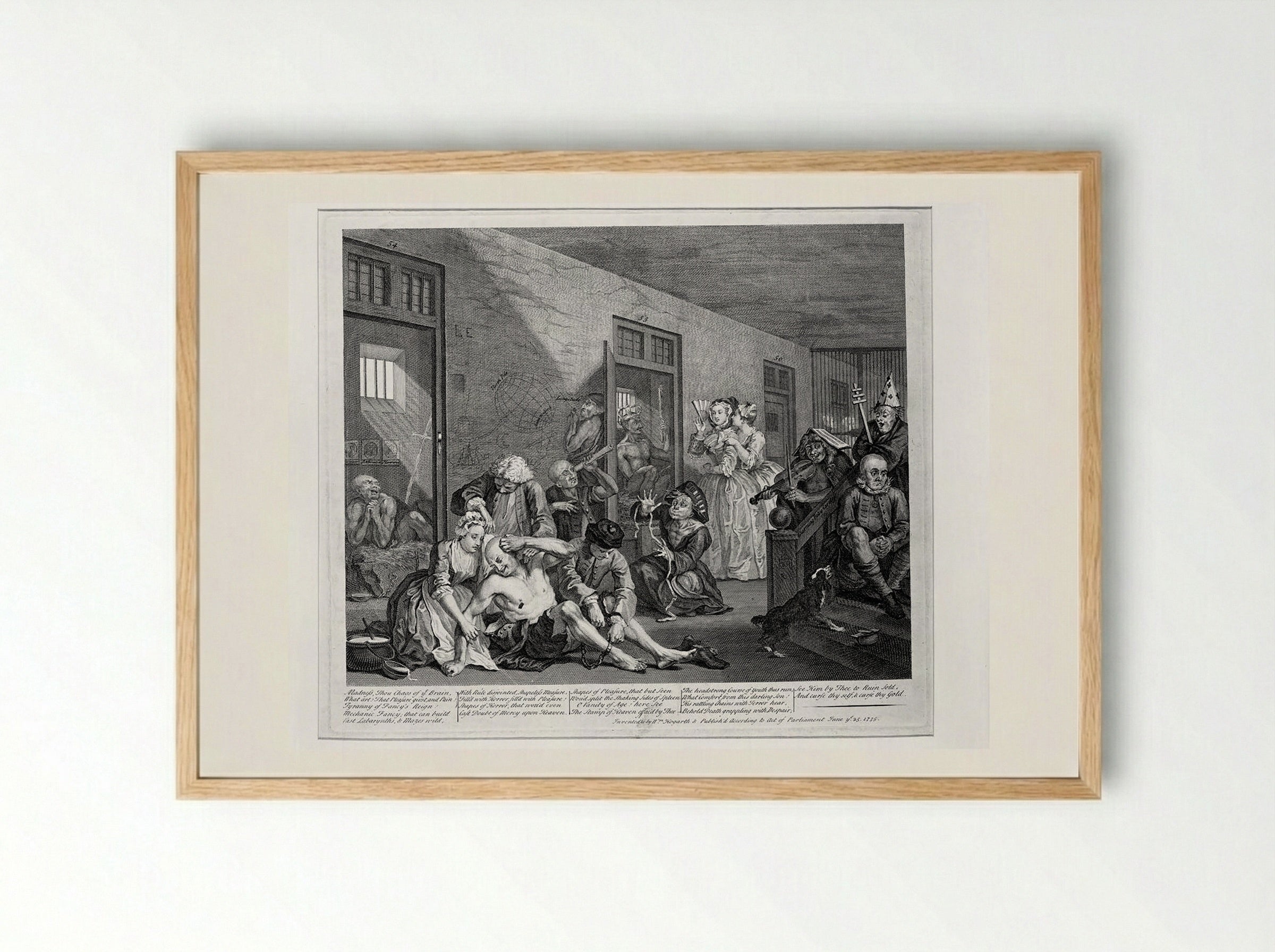 The Rake in Bedlam - William Hogarth - Framed Print Wood