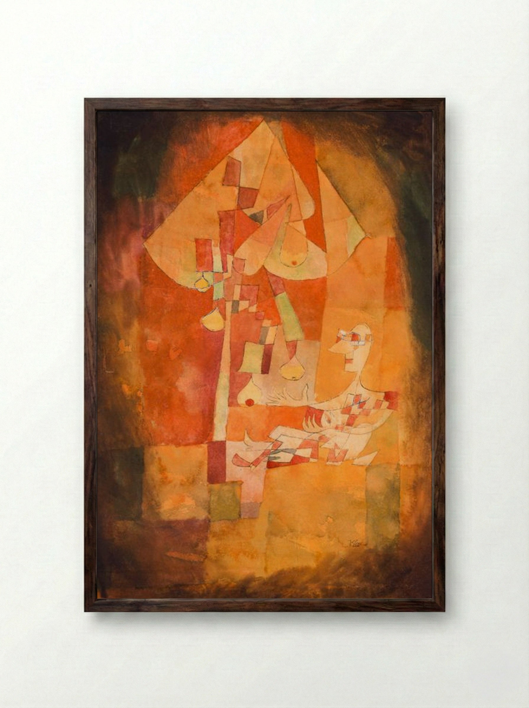 The Man Under the Pear Tree - Paul Klee - Framed Print Dark Wood