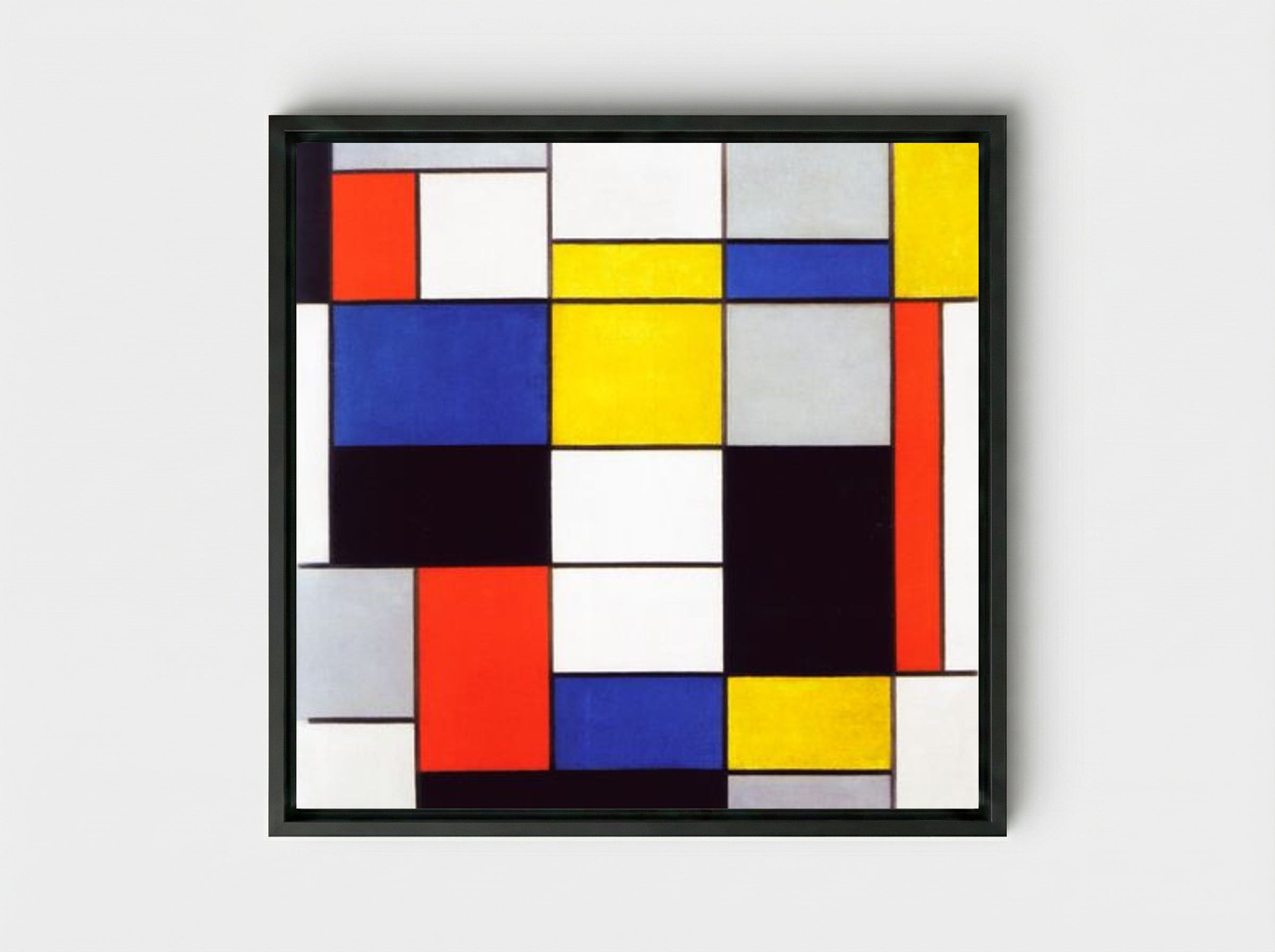 Composition A - Piet Mondrian - Framed Canvas Black