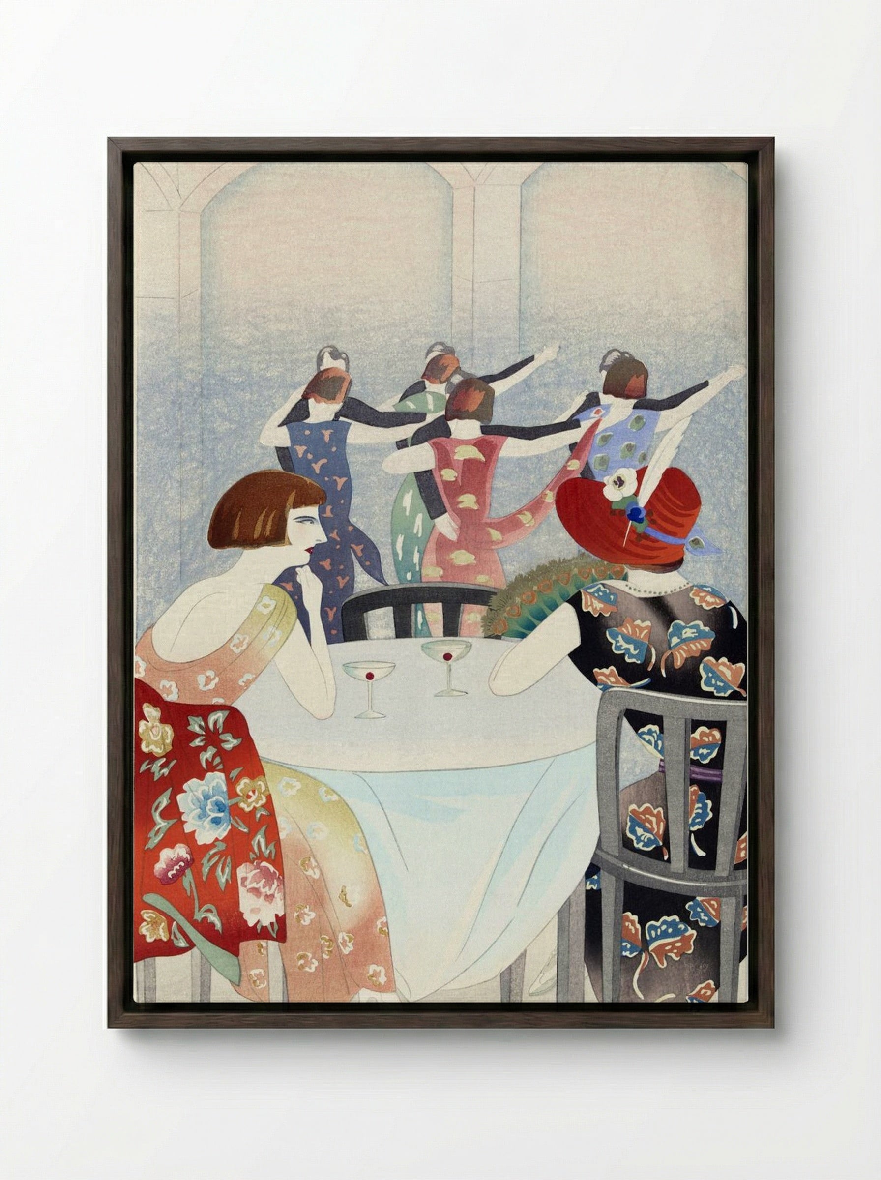 Dance Salon at the New Carlton Hotel, Shanghai - Yamamura Toyonari - Framed Canvas Dark Wood