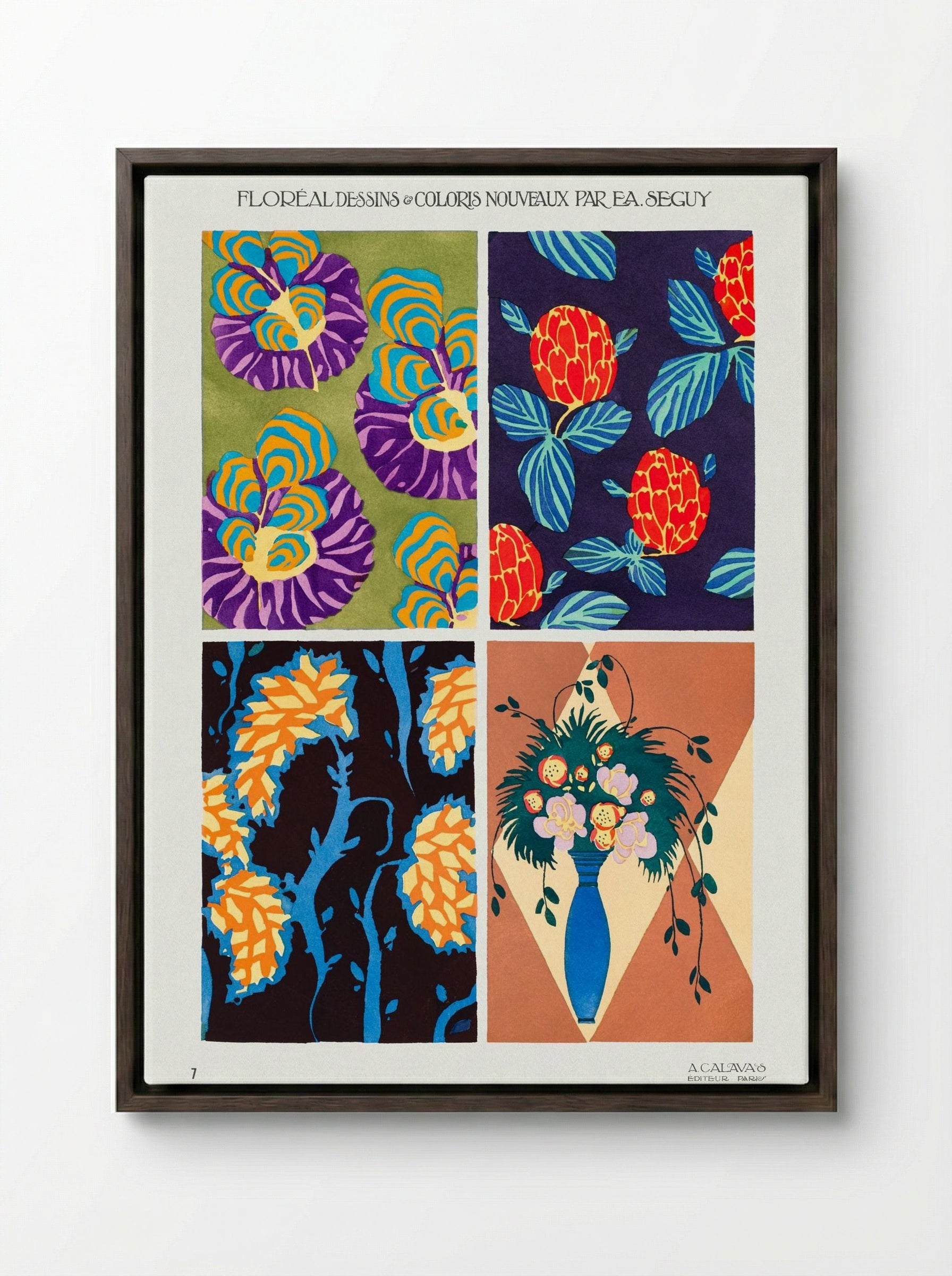 Floréal Dessins & Coloris Nouveaux - Émile-Allain Séguy - Framed Canvas Dark Wood