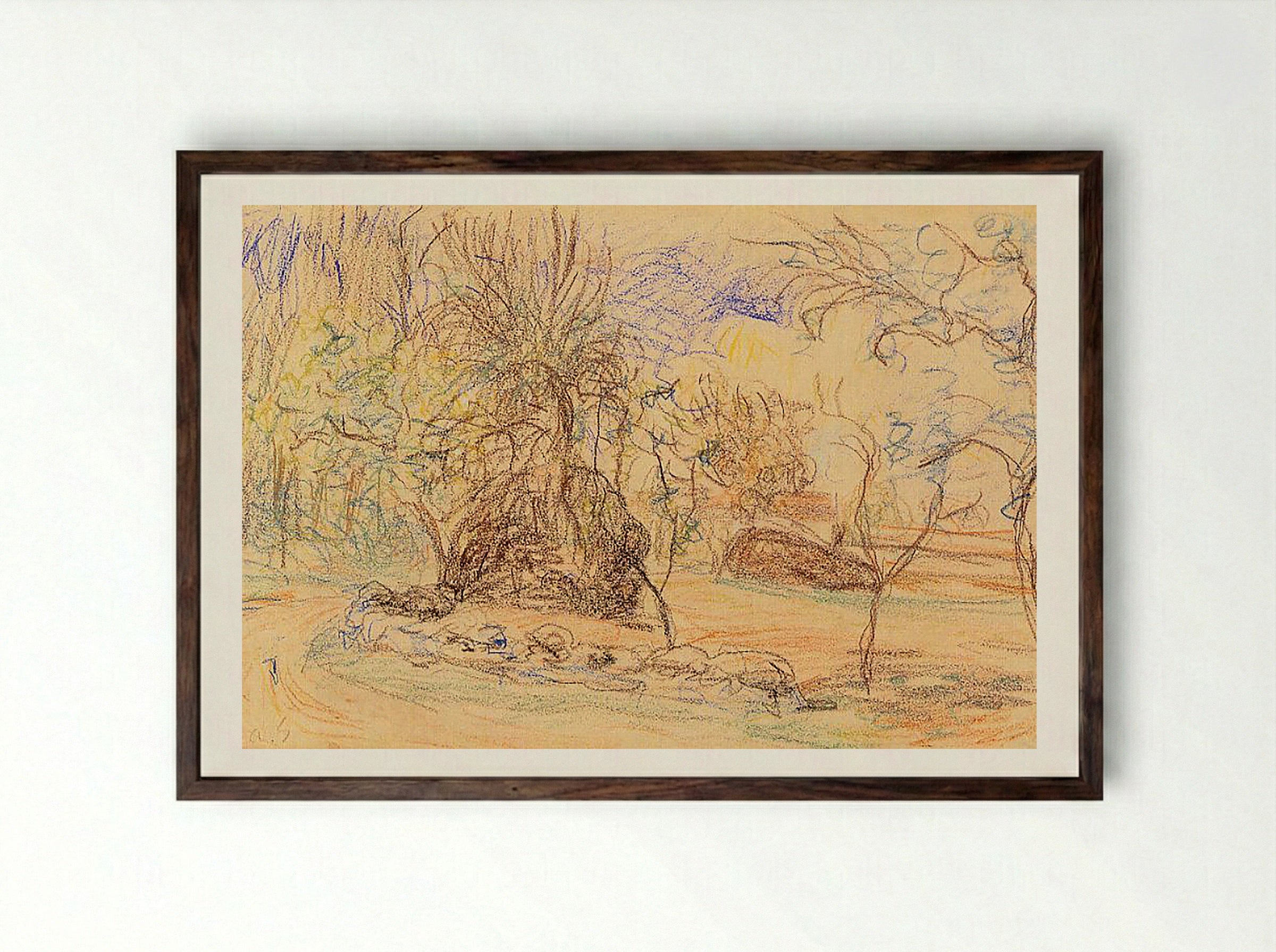 Orchard in Spring - Alfred Sisley - Framed Print Dark Wood