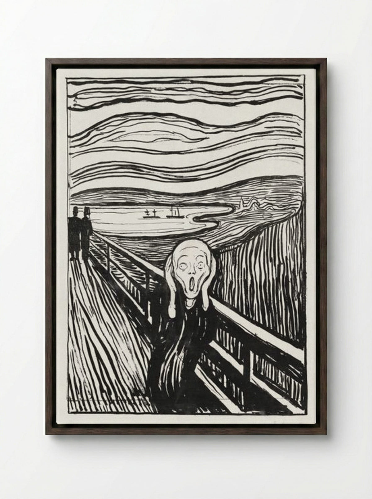 The Scream - Edvard Munch - Framed Canvas Dark Wood