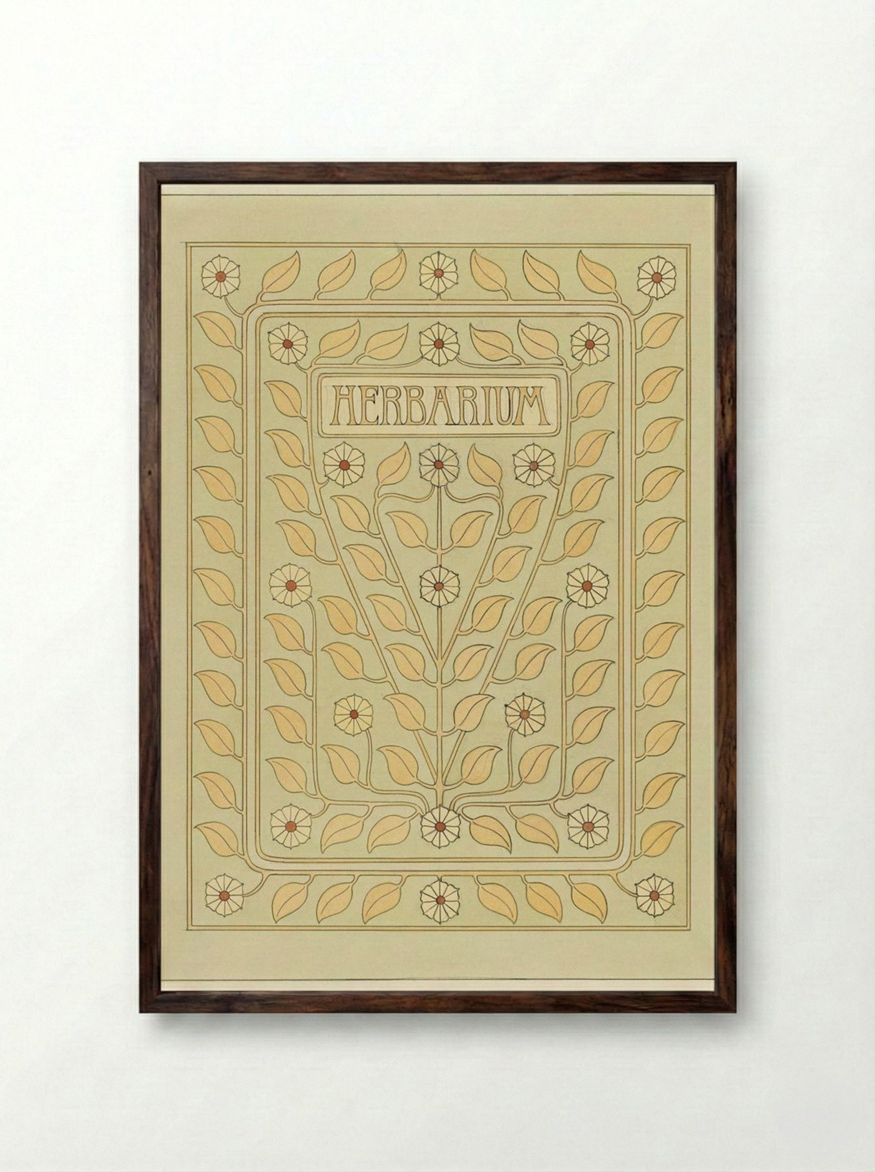 Design for Herbarium Book Cover - Julie de Graag - Framed Print Dark Wood