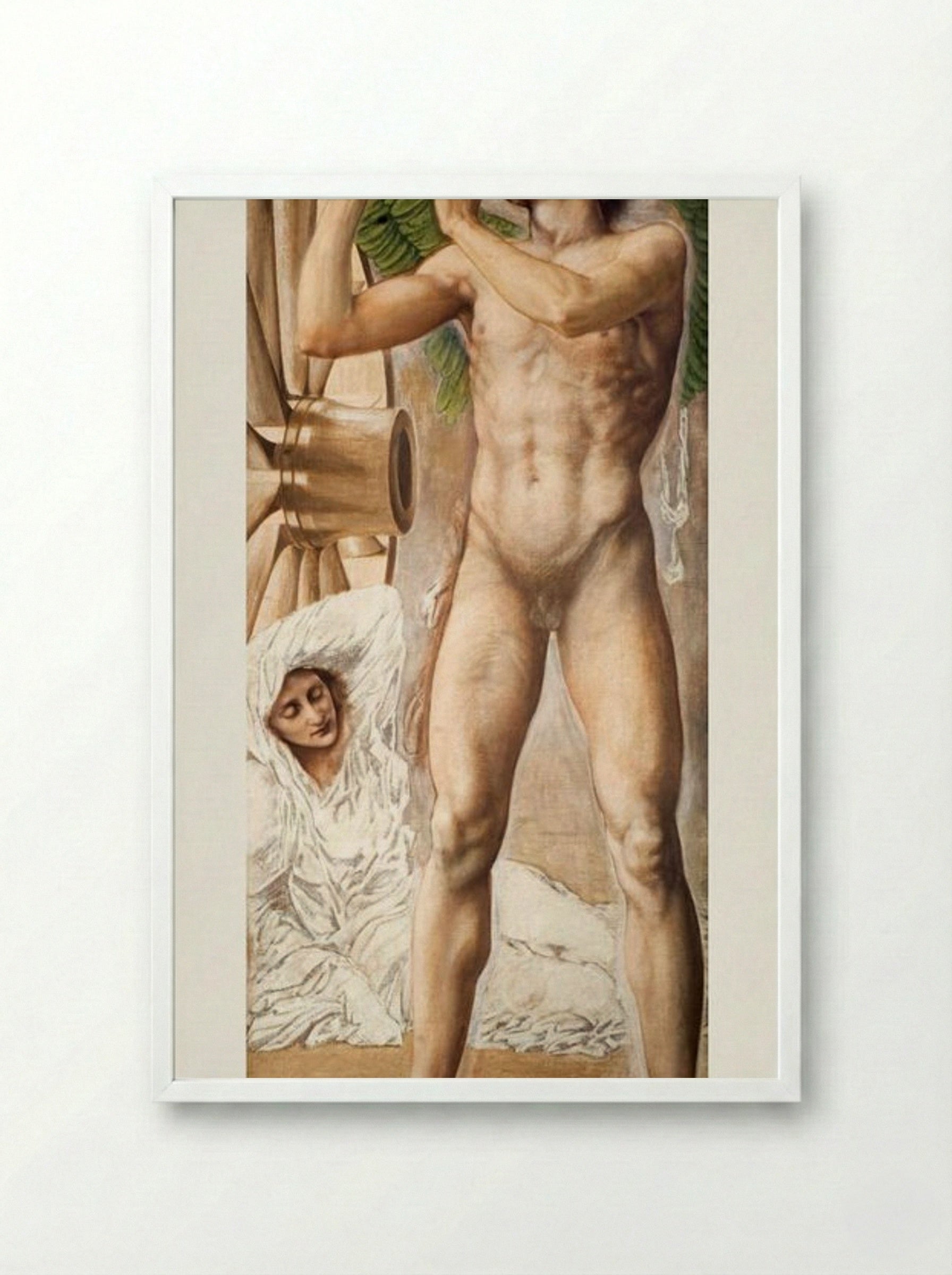 Study of Fame Overthrowing Fortune - Edward Burne-Jones - Framed Print White