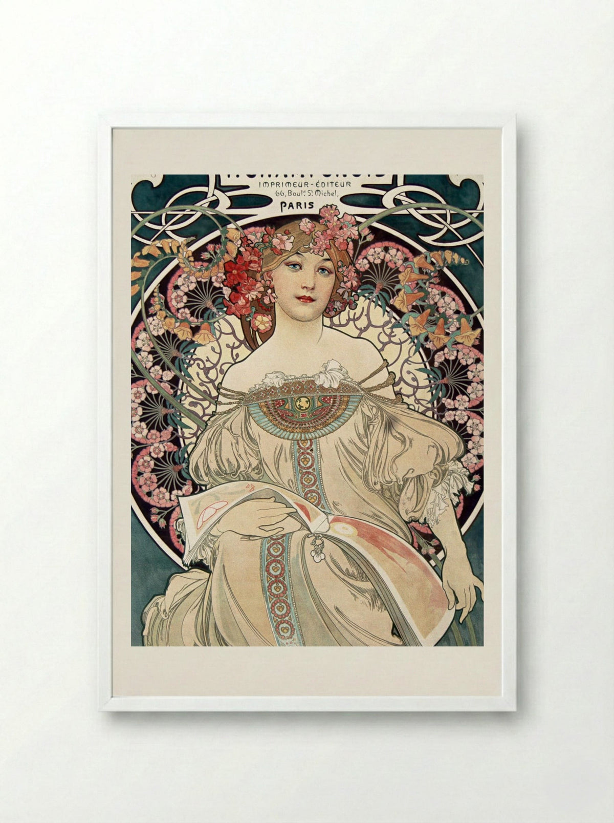 F. Champenois Imprimeur-Éditeur - Alphonse Mucha - Framed Print White
