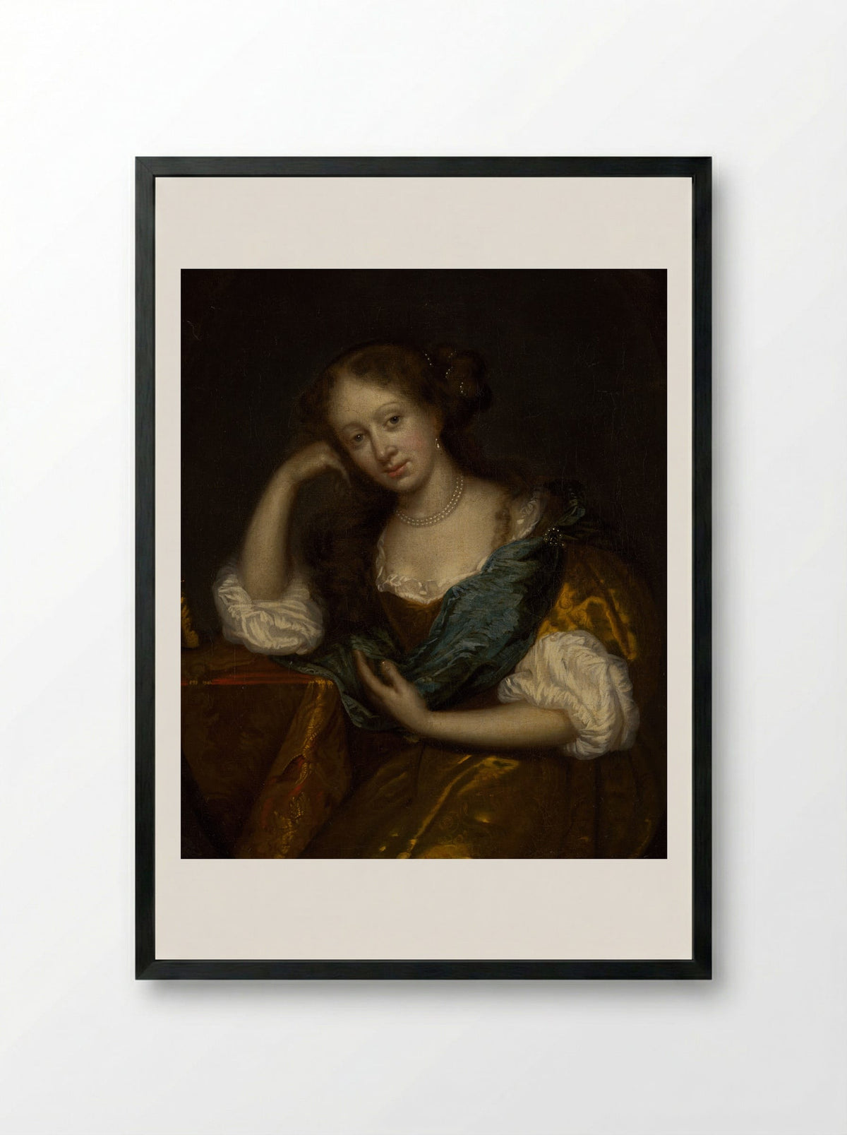 In Thought - Godfried Schalcken - Framed Print Black