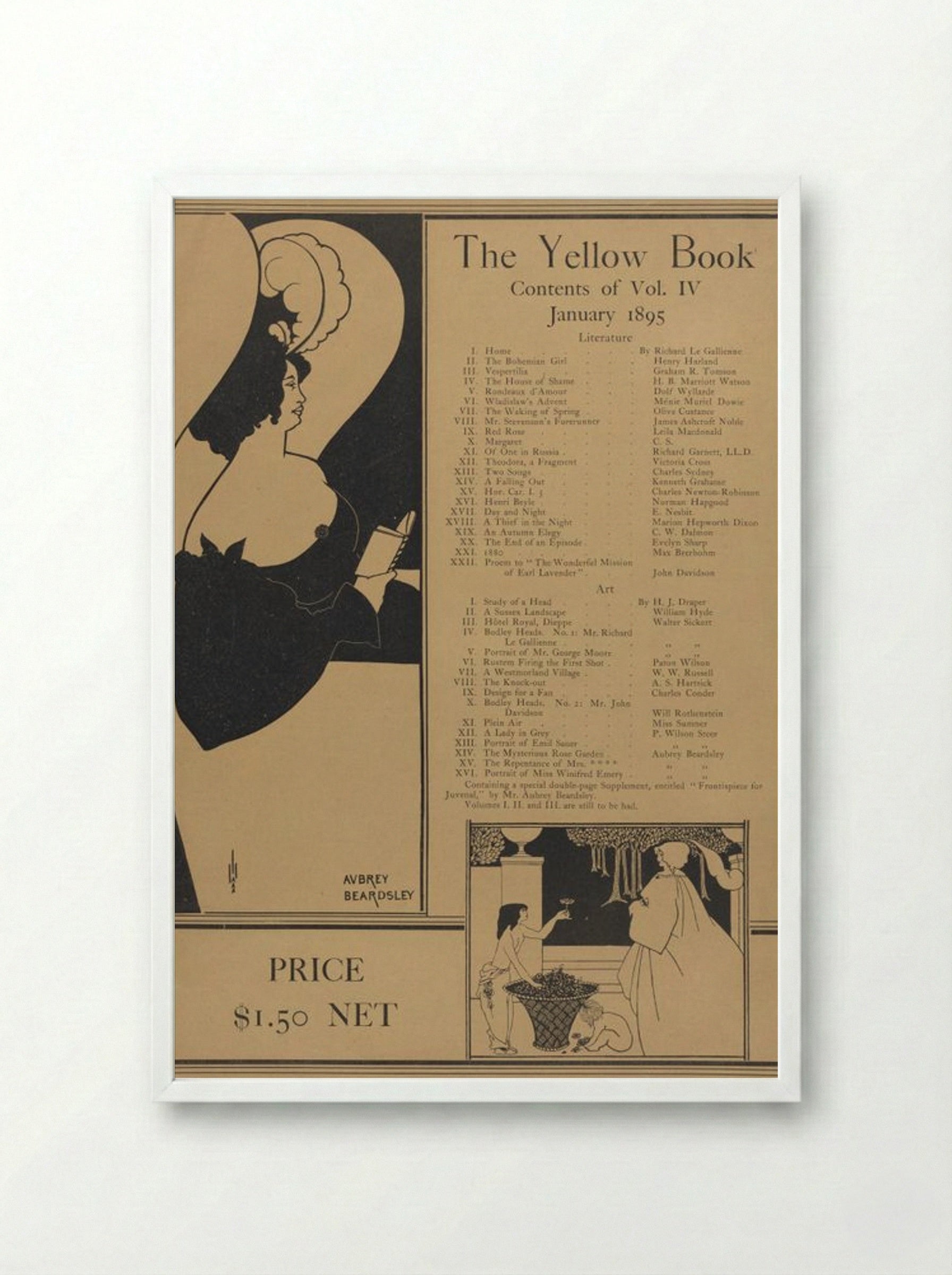 Poster for The Yellow Book, Volume IV - Aubrey Beardsley - Framed Print White