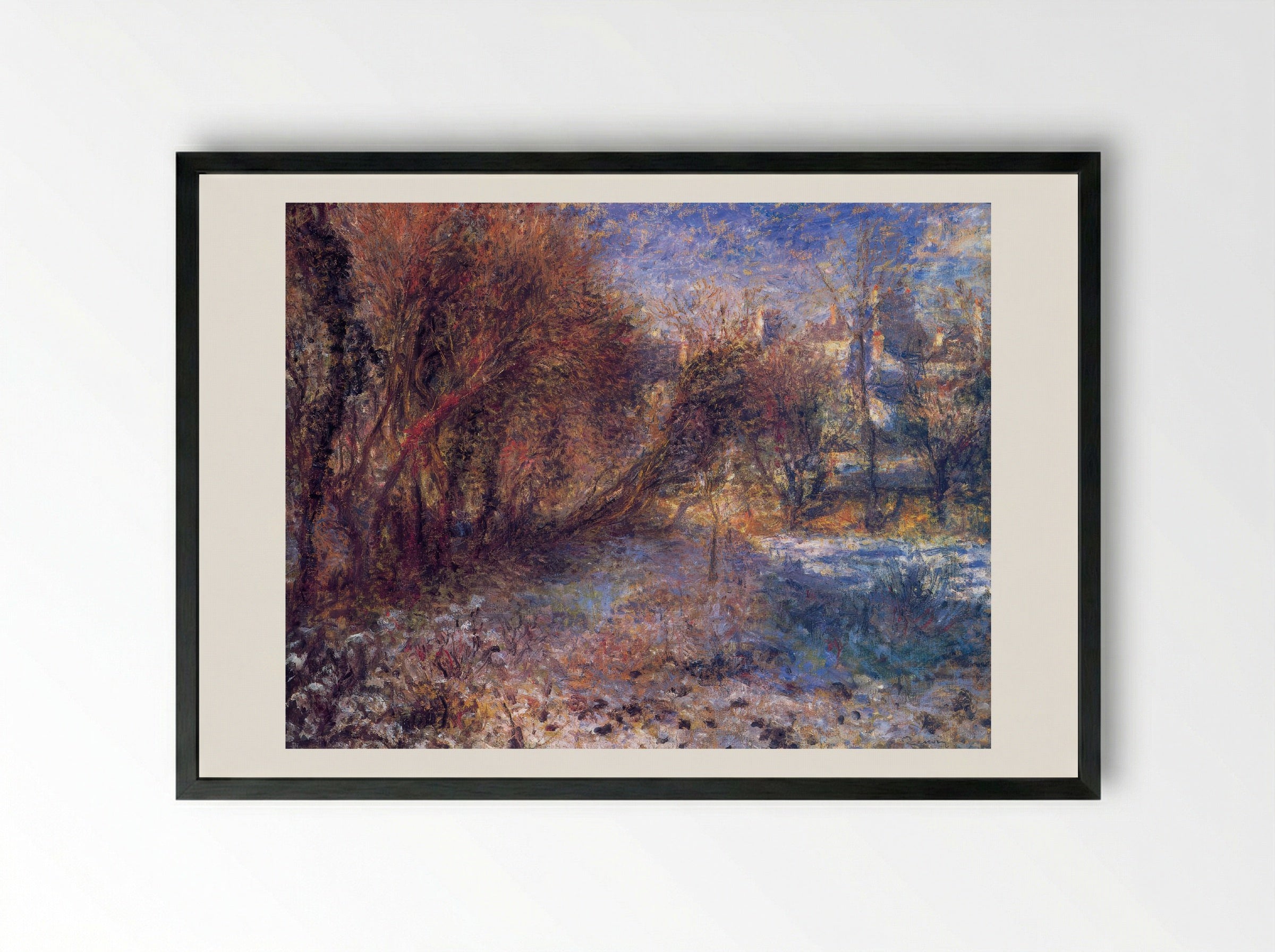 Landscape with Snow - Claude Monet - Framed Print Black