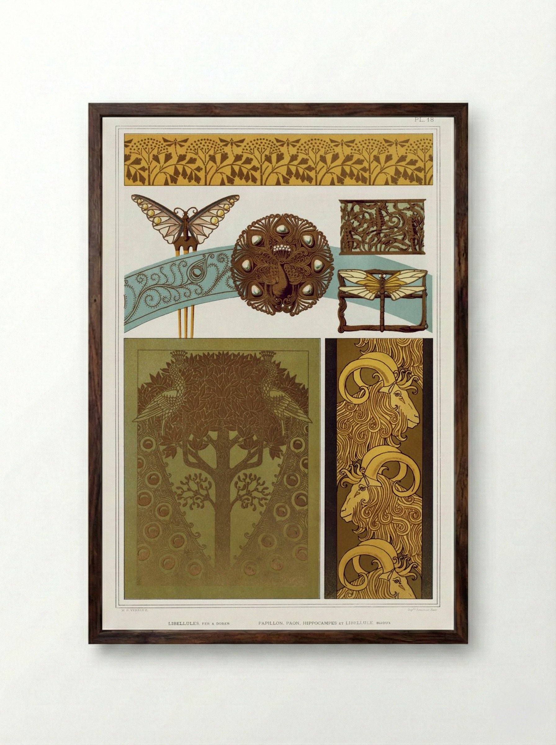 L'Animal dans la Décoration, Plate 18 - Maurice Pillard Verneuil - Framed Print Dark Wood