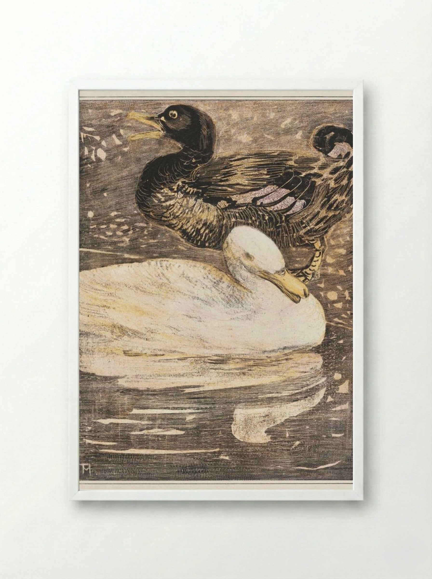 Two Ducks - Theo van Hoytema - Framed Print White