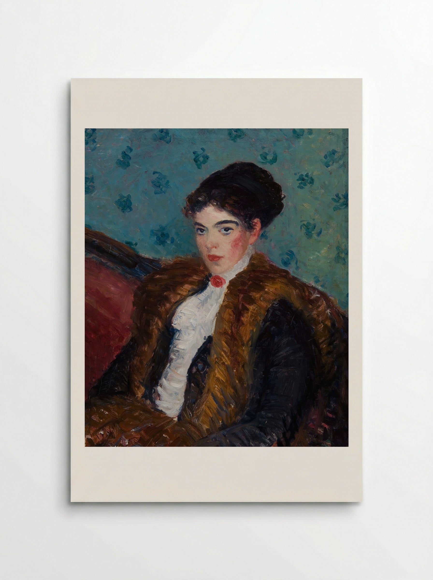 Girl with Fox Furs - William James Glackens - Poster