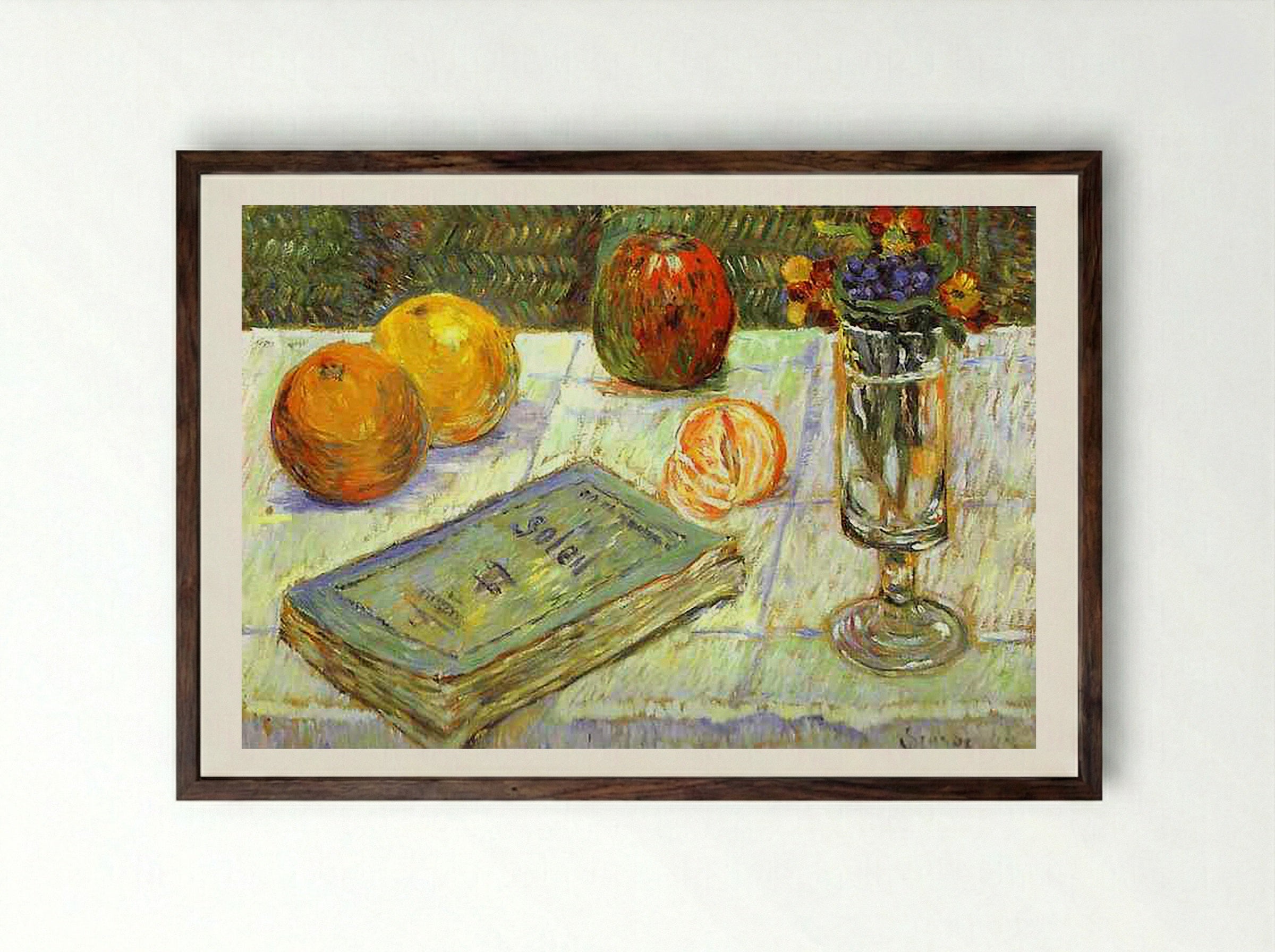 Still Life with a Book - Armand Guillaumin - Framed Print Dark Wood