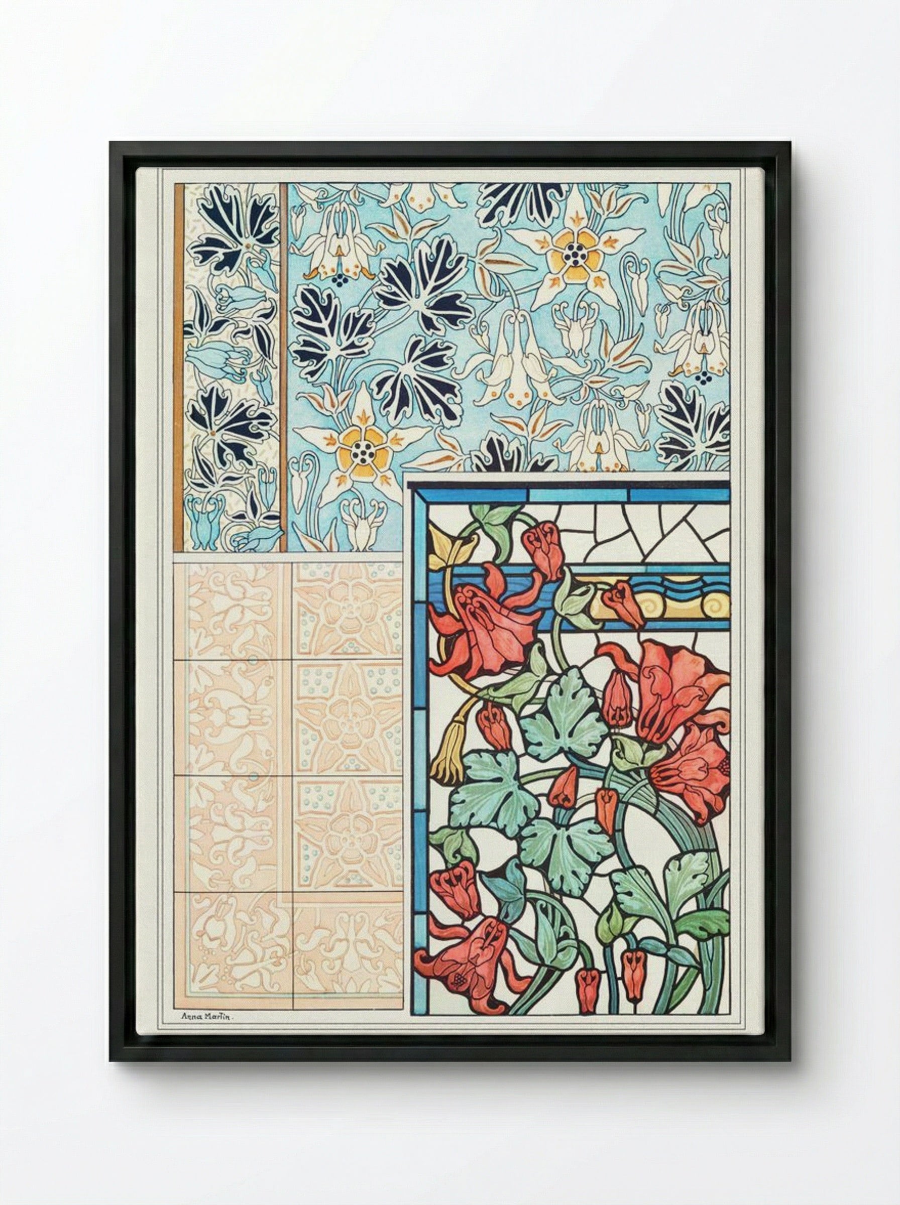 Ancolie (Columbine) from La Plante et ses Applications ornementales - Maurice Pillard Verneuil - Framed Canvas Black