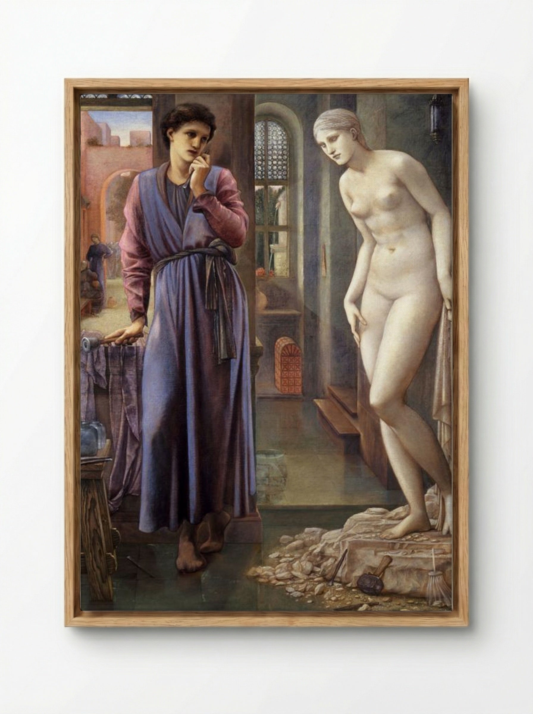 Pygmalion and the Image: The Hand Refrains - Edward Burne-Jones - Framed Canvas Wood