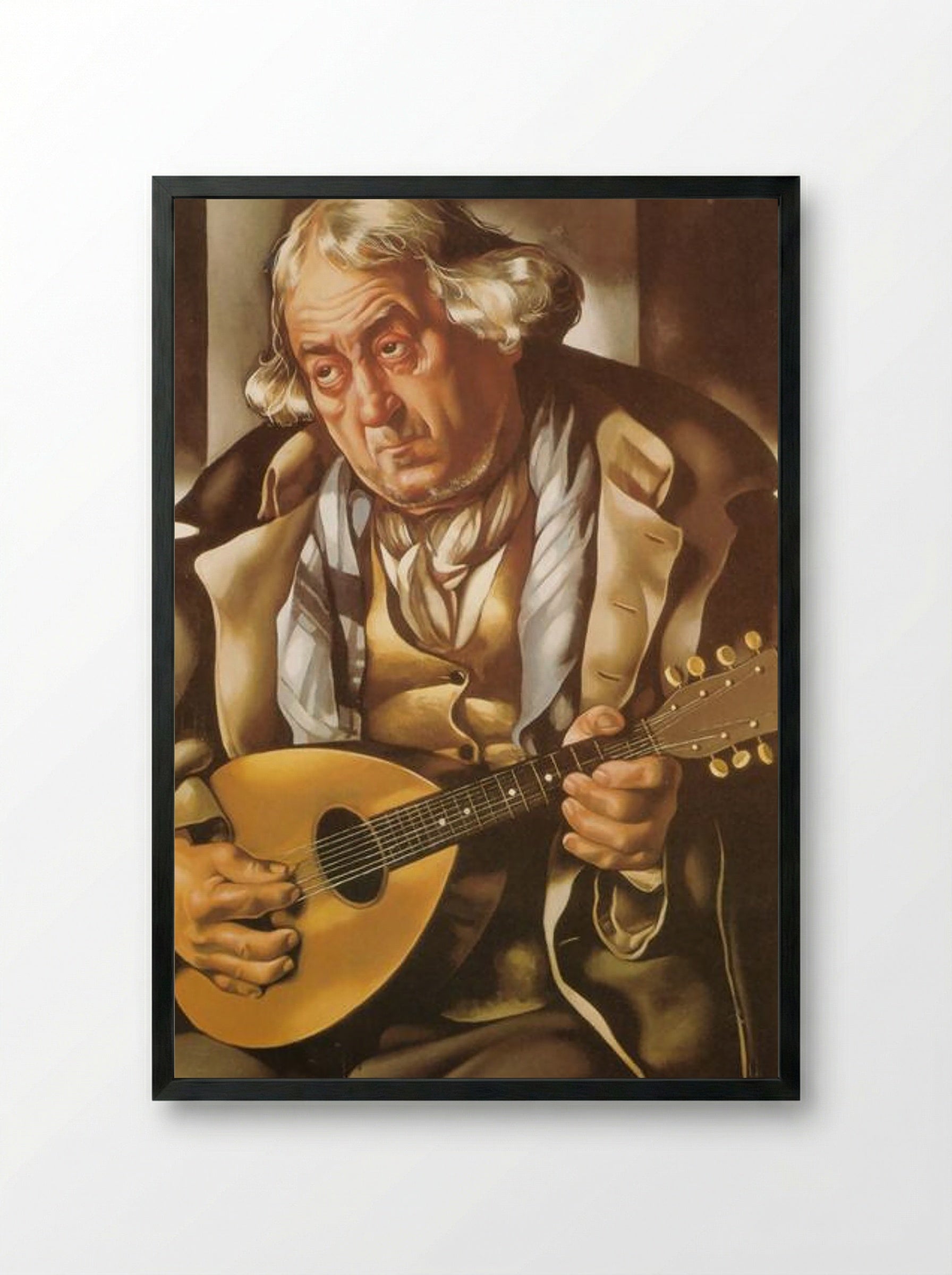 Beggar with Mandolin - Tamara de Lempicka - Framed Print Black