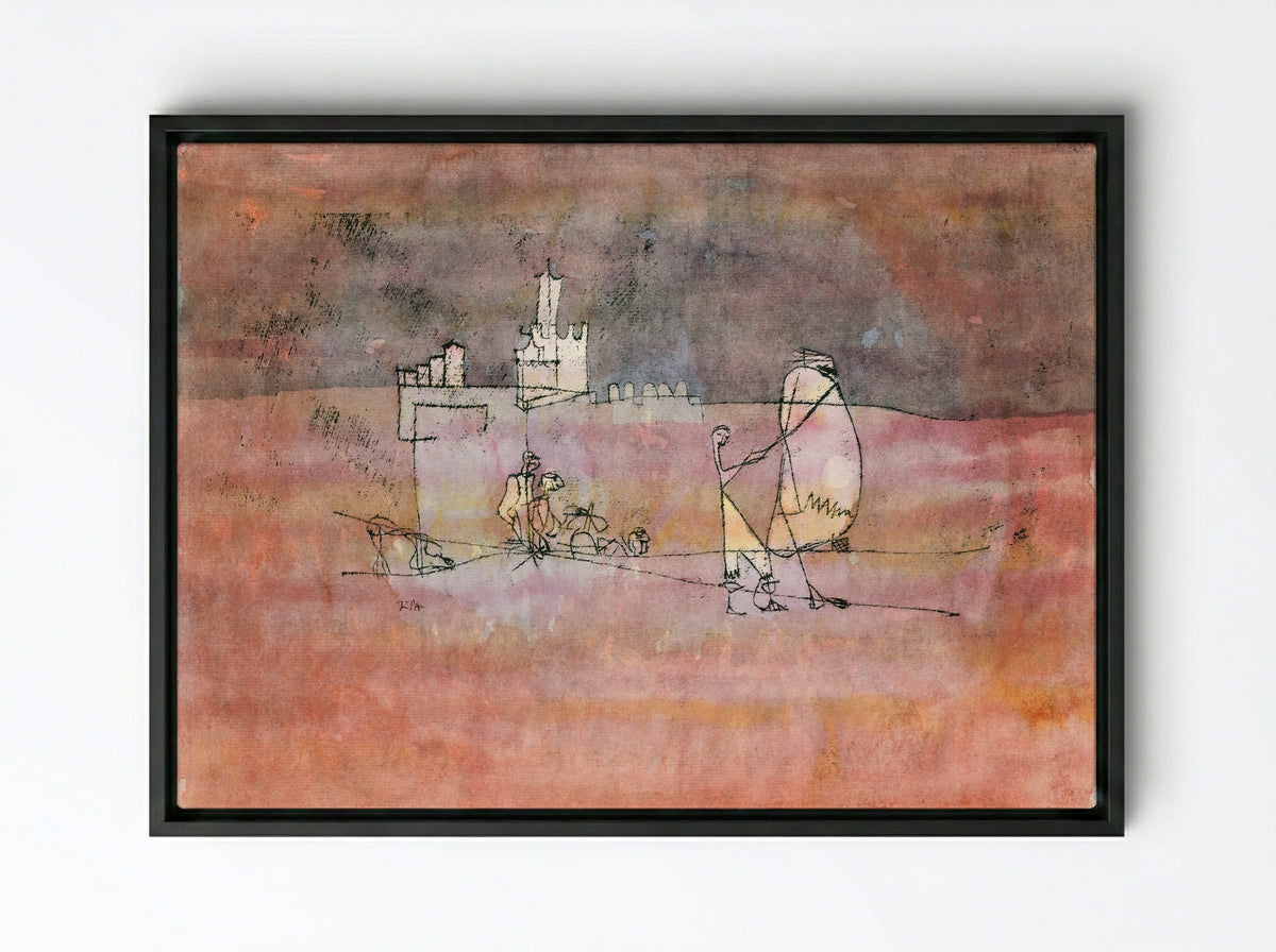 Episode Before an Arab Town - Paul Klee - Framed Canvas Black