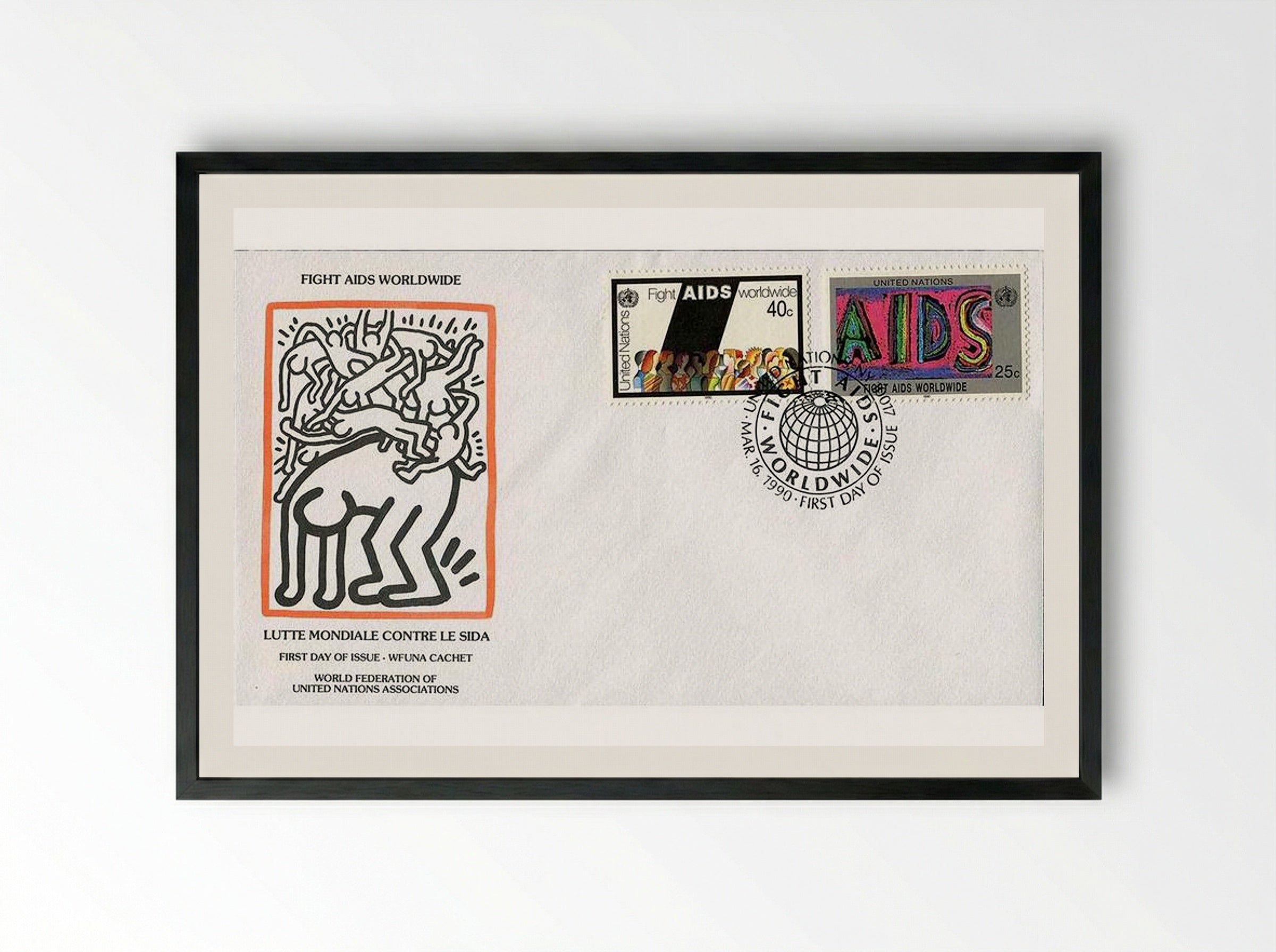 Fight Aids Worldwide - Keith Haring - Framed Print Black