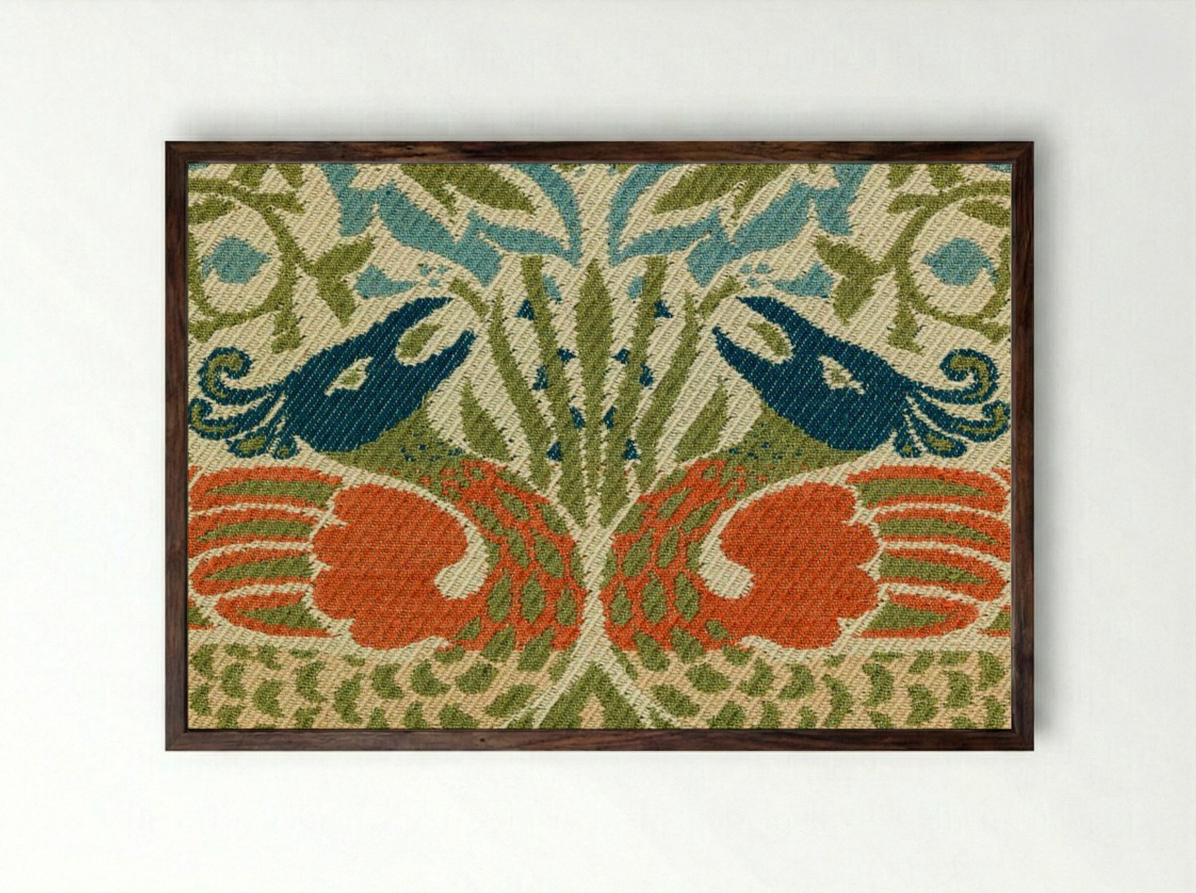 Peacock and Dragon - William Morris - Framed Print Dark Wood