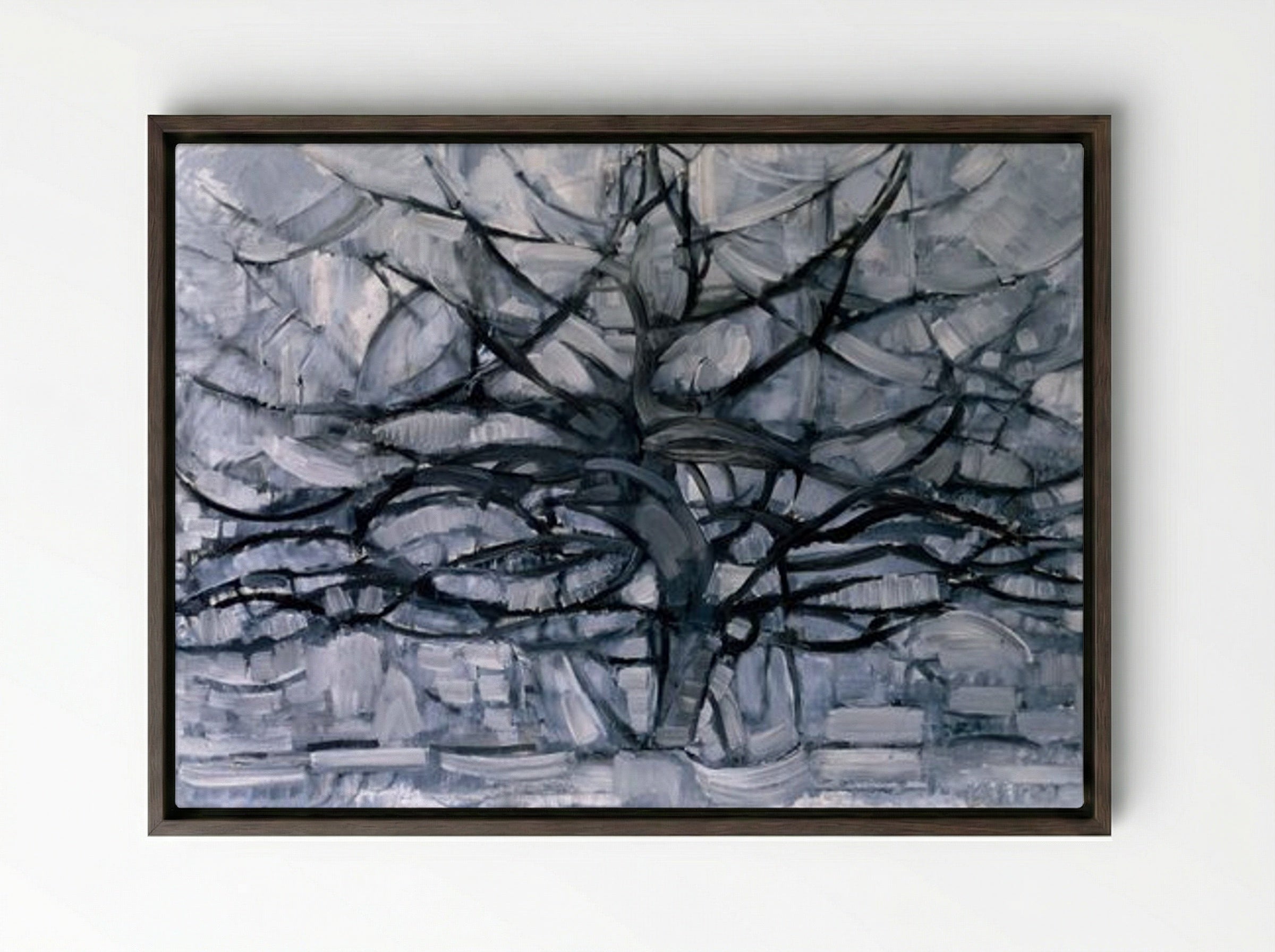 The Gray Tree - Piet Mondrian - Framed Canvas Dark Wood