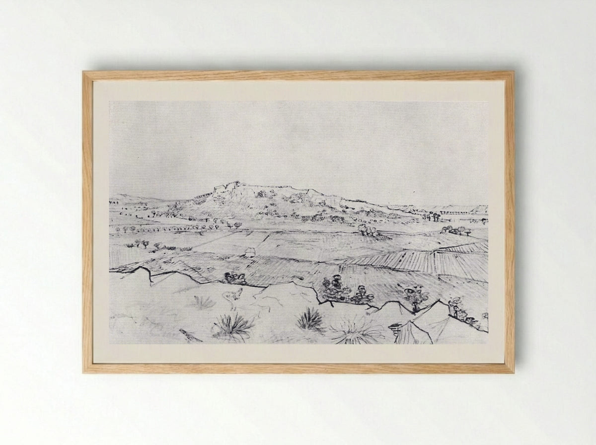 La Crau Seen from Montmajour - Vincent van Gogh - Framed Print Wood