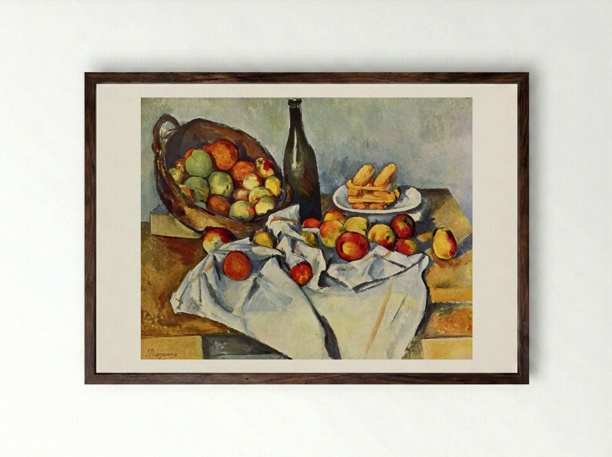 The Basket of Apples - Paul Cézanne - Framed Print Dark Wood