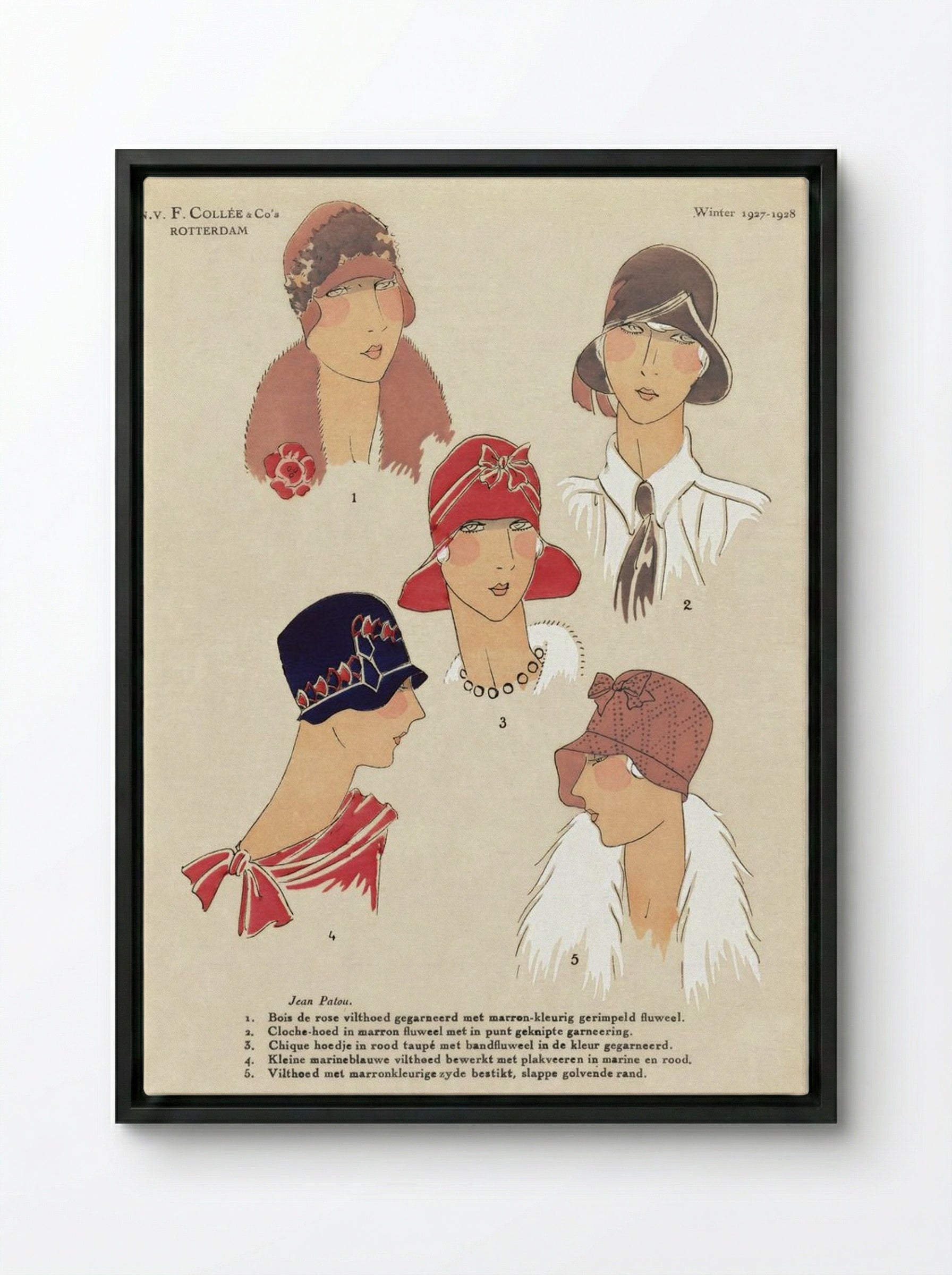 Art, Goût, Beauté - Winter 1927-1928 (Fashion Plate) - N.V.F. Collée & Co's - Framed Canvas Black